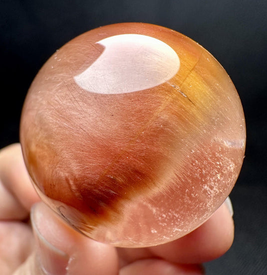 Rare Angel's Wing Golden+Red Amphibole Included in Quartz Crystal Sphere/Inclusion Quartz Ball/Garden Scenic Crystal Sphere Collection-33 mm