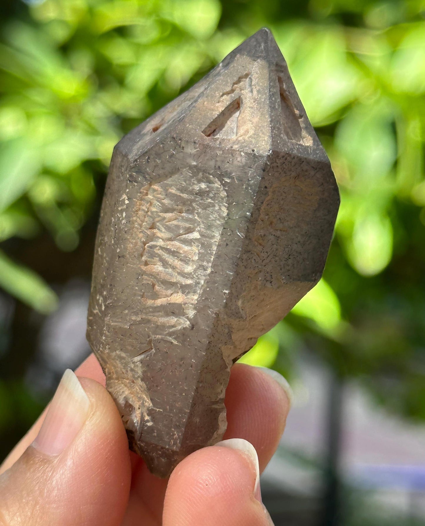 Old-Mined Skeletal Quartz Fenster Crystal with Goethite +Hematite+Biotite Included/Crystal Specimen/Energy Healing Crystals/Meditation-44 g