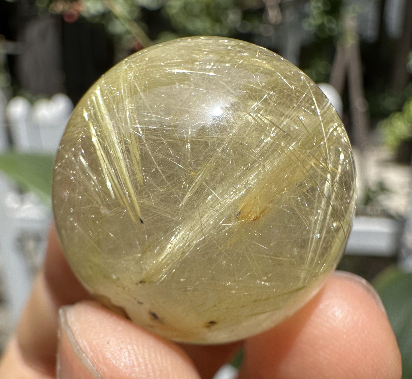 Dazzling Golden Rutile Quartz Crystal Sphere/Clear Golden Needle Include in Natural Clear Crystal Ball/Inclusion Quartz Crystal Orb-26 mm