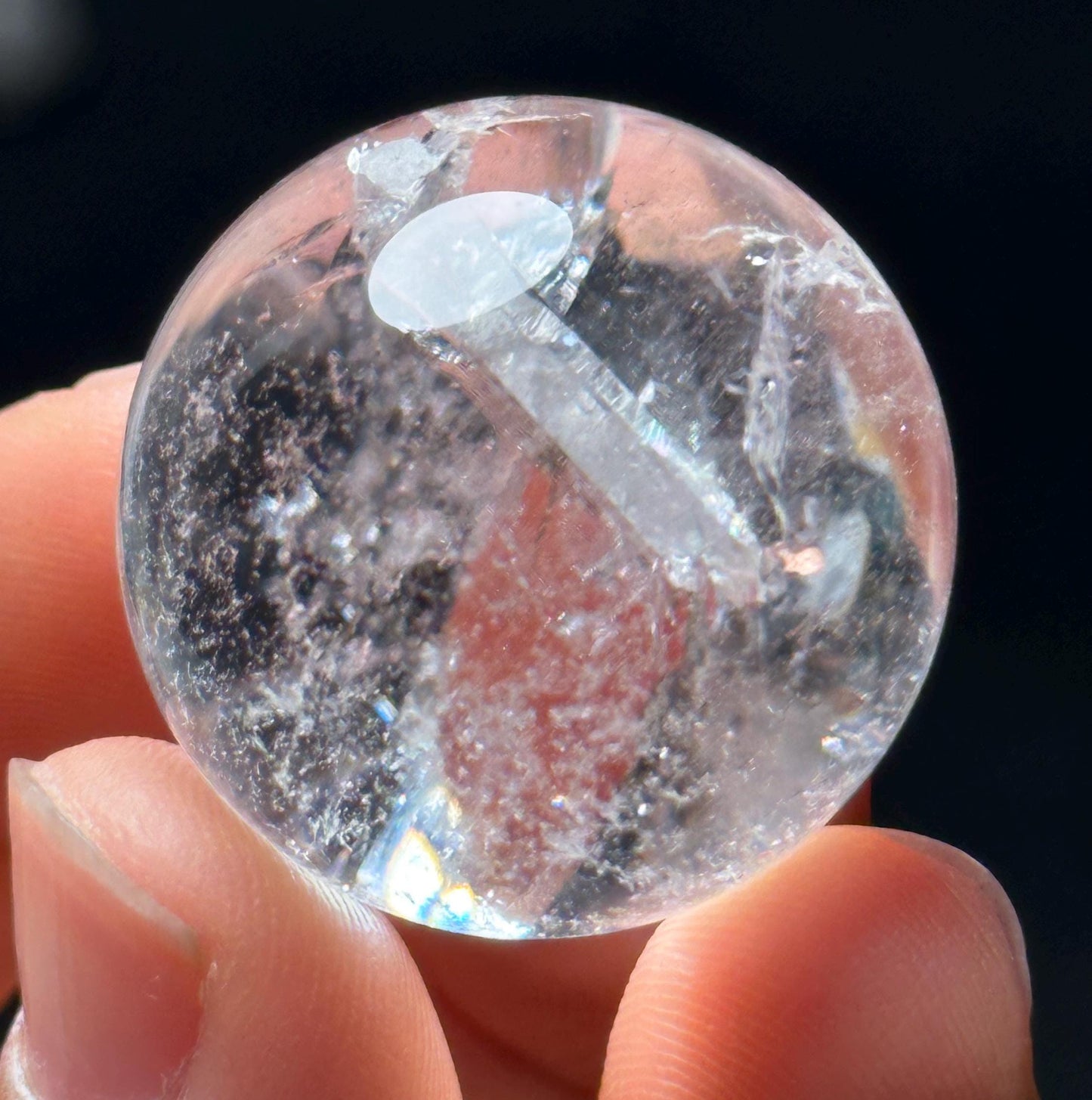 Rainbow Inner Child Crystal Quartz Sphere/Clear Penetrator Inner Crystal/Inclusion Quartz Crystal/Crystal Collection/Meditation/Chakra-26 mm