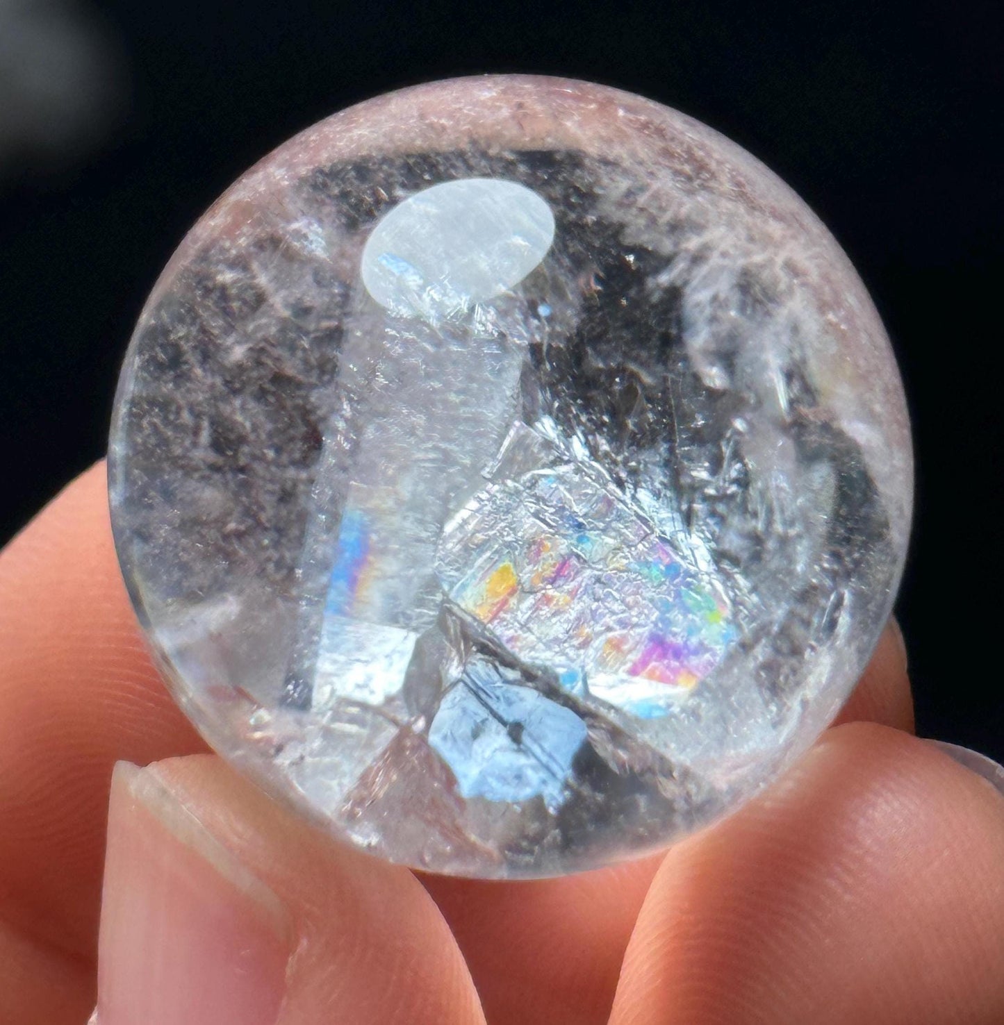 Rainbow Inner Child Crystal Quartz Sphere/Clear Penetrator Inner Crystal/Inclusion Quartz Crystal/Crystal Collection/Meditation/Chakra-26 mm