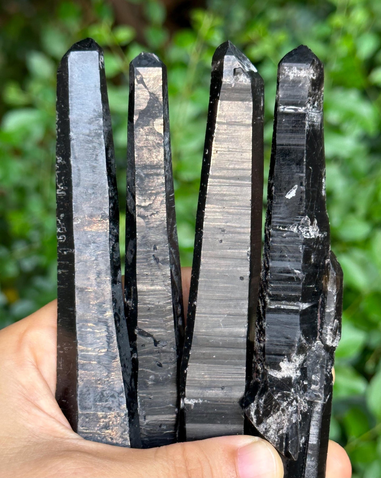 You Pick!Long Shining Laser Black Morion Quartz Crystal Point for Mediation,Zen,Reiki,Aura Crystal Wand,Generator Crystal