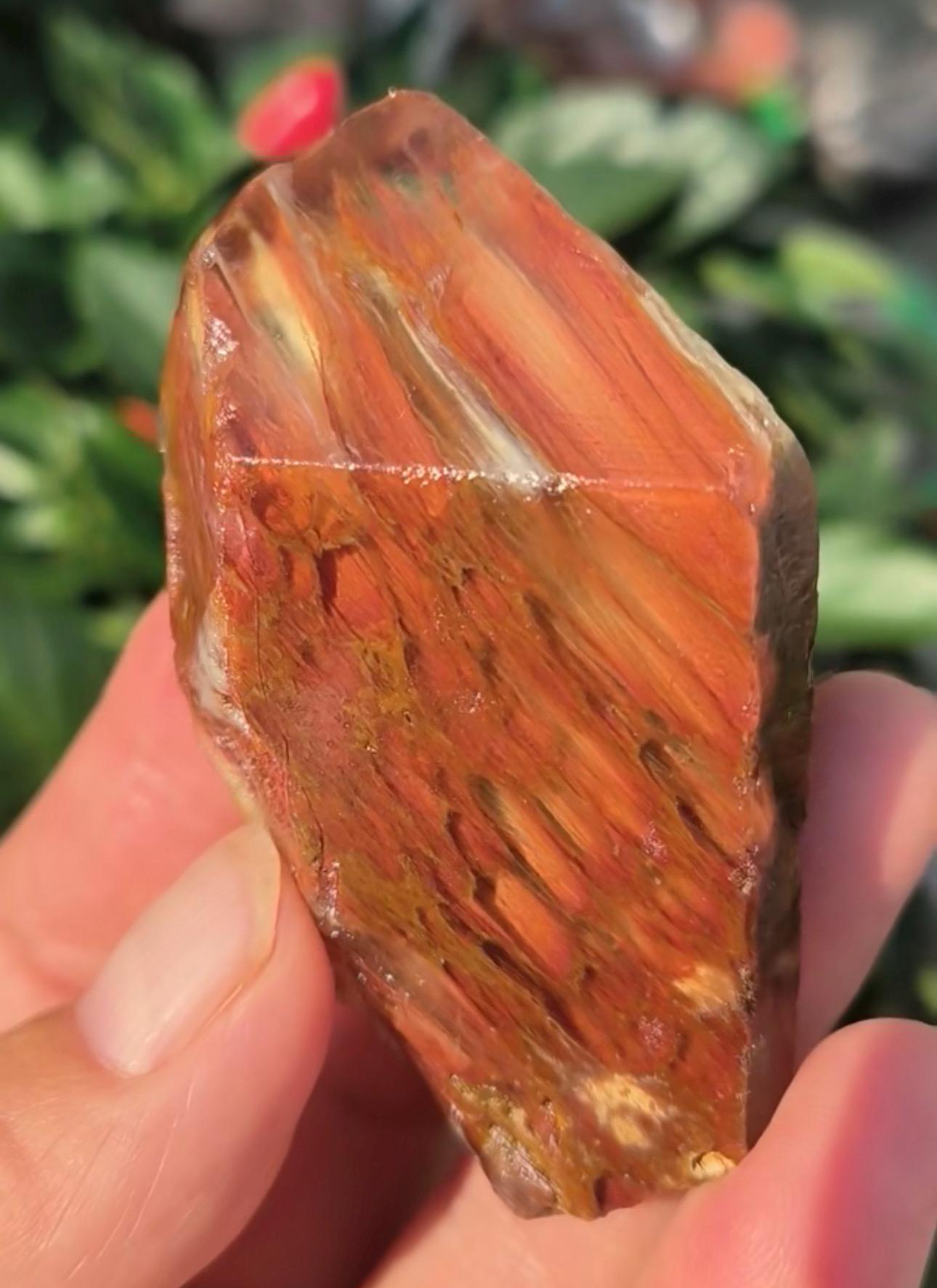 Rare Natural Fire Orange Amphibole Included in Quartz Crystal /Angel's Wing  Crystal Specimen/Meditation Stone-76 g