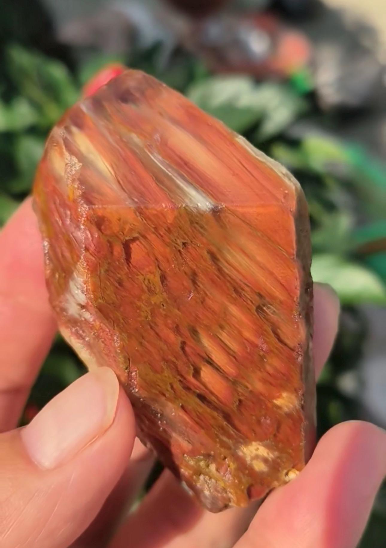 Rare Natural Fire Orange Amphibole Included in Quartz Crystal /Angel's Wing  Crystal Specimen/Meditation Stone-76 g