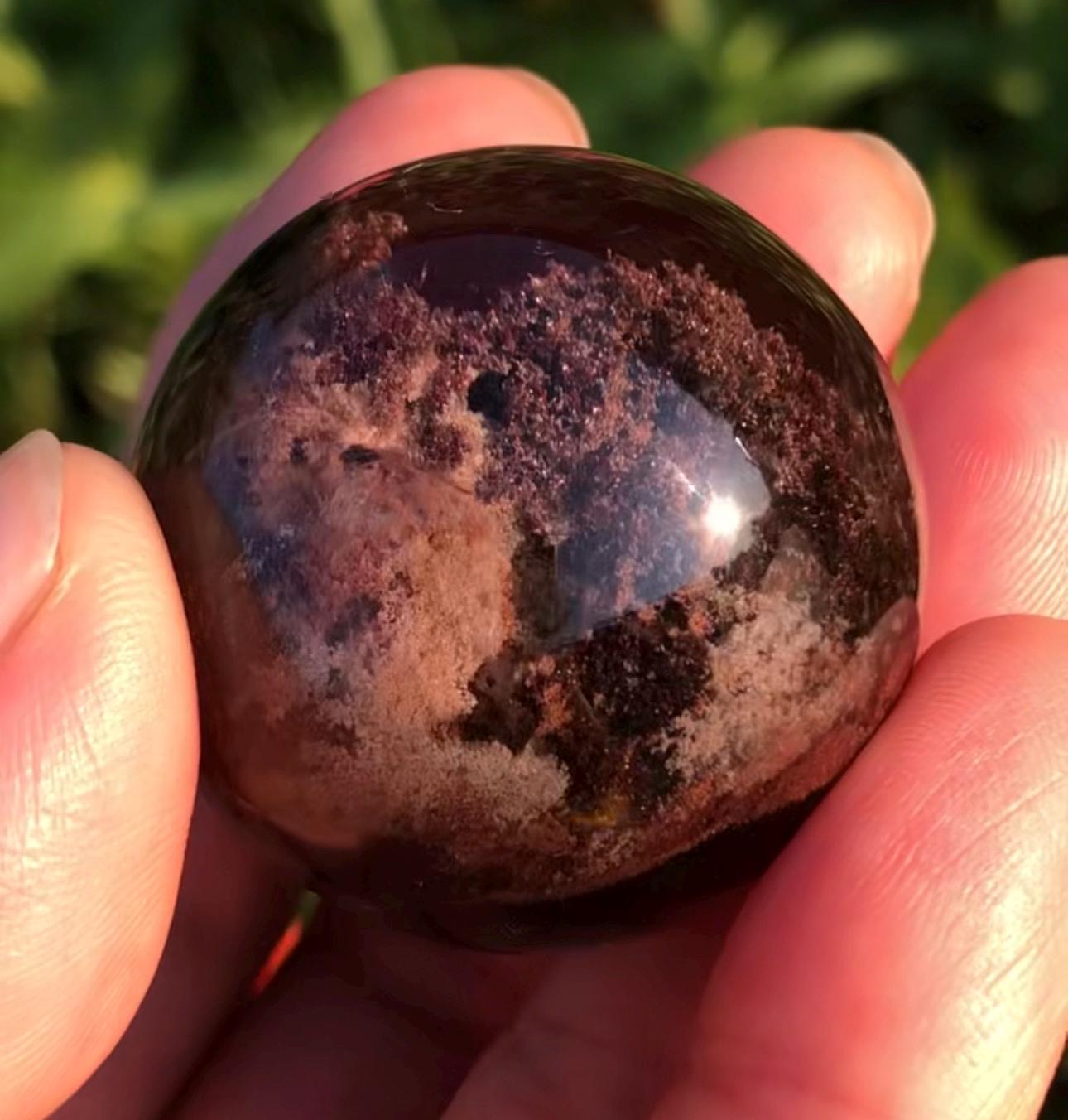 Clear Purple Phantom Quartz Crystal Sphere/Inclusion Quartz Ball/Phantom Crystal/Scenic Crystal/Garden Quartz Sphere/Mud Included-34 mm