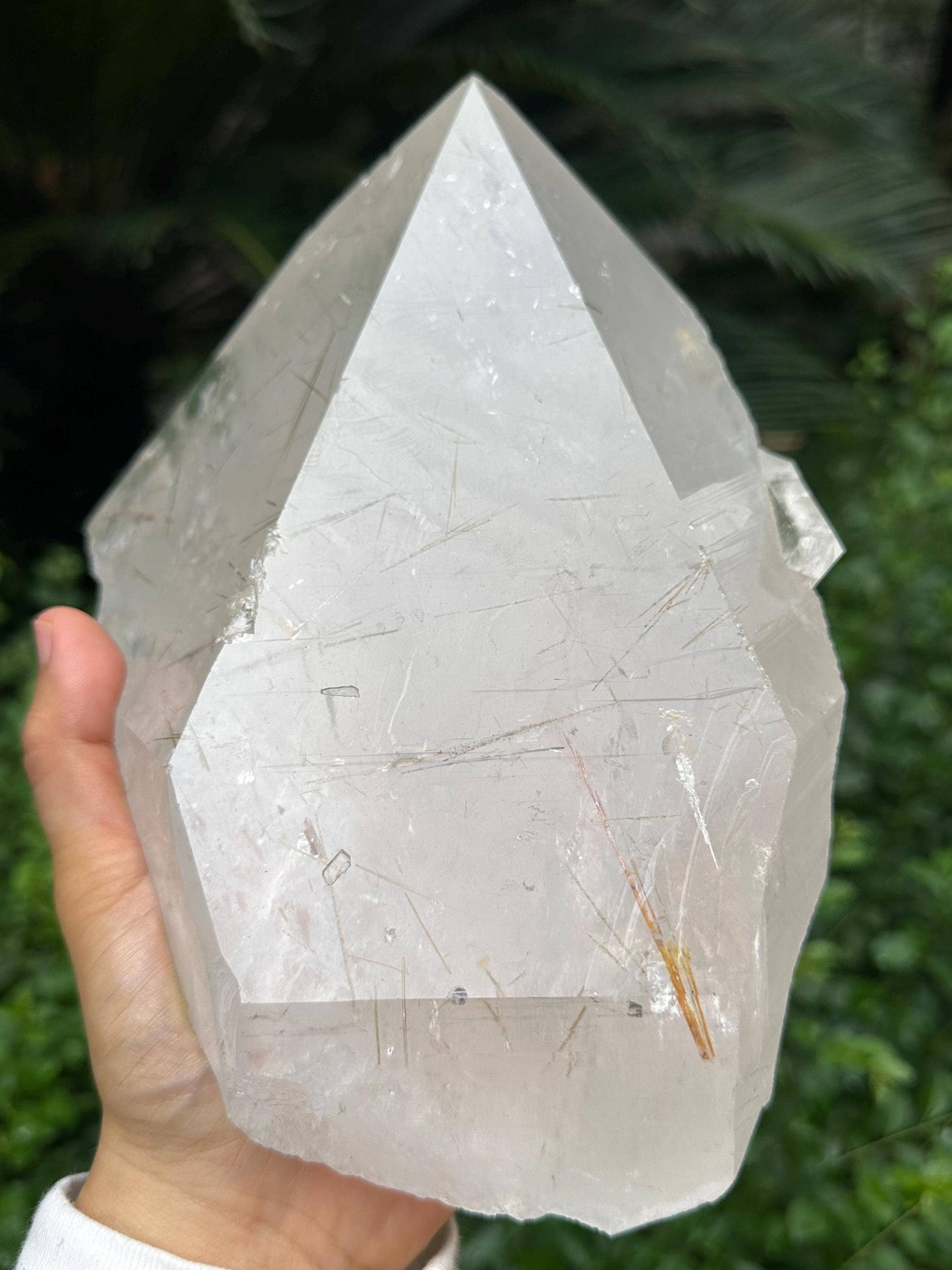 8.8 lbs Himalayan Large Isis Quartz Crystal with Green Tourmaline Included/Raw Diamond Window Record-keeper Energy Crystal/Reiki/Meditation