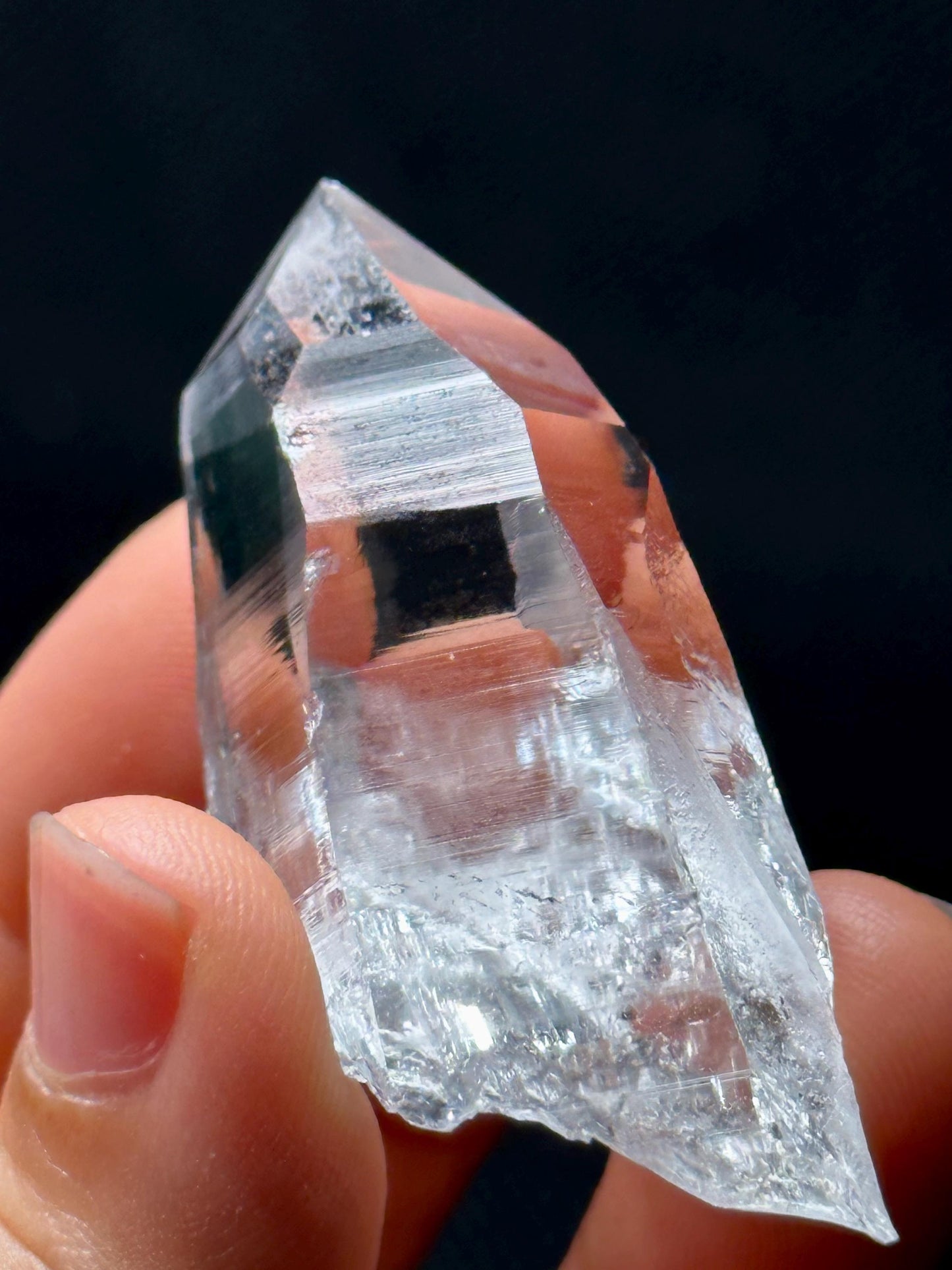 Rare Shining Glass-skin Clear Lemurian Seeds Quartz Crystal,Colombian Akashic Striation Energy Crystal/Reiki/Healing Crystal/Meditation-28 g