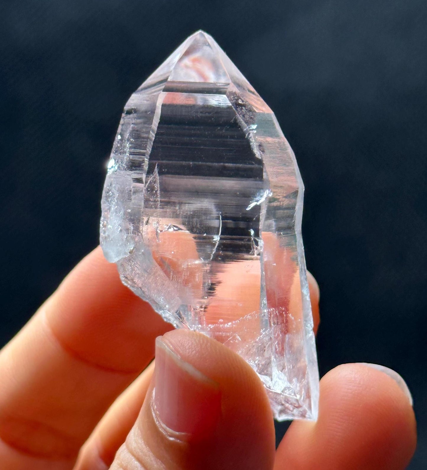 Rare Shining Glass-skin Clear Lemurian Seeds Quartz Crystal,Colombian Akashic Striation Energy Crystal/Reiki/Healing Crystal/Meditation-28 g