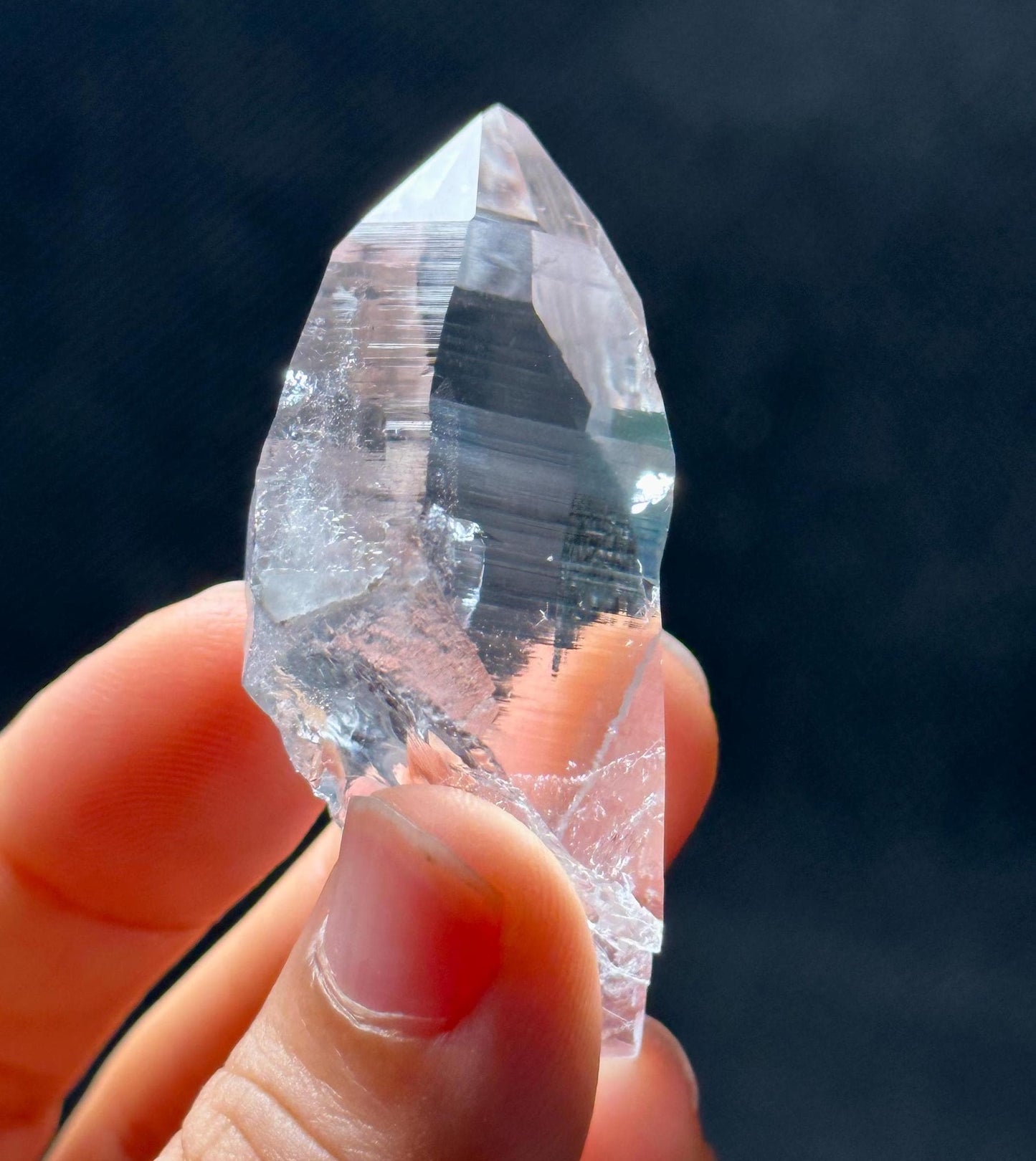 Rare Shining Glass-skin Clear Lemurian Seeds Quartz Crystal,Colombian Akashic Striation Energy Crystal/Reiki/Healing Crystal/Meditation-28 g