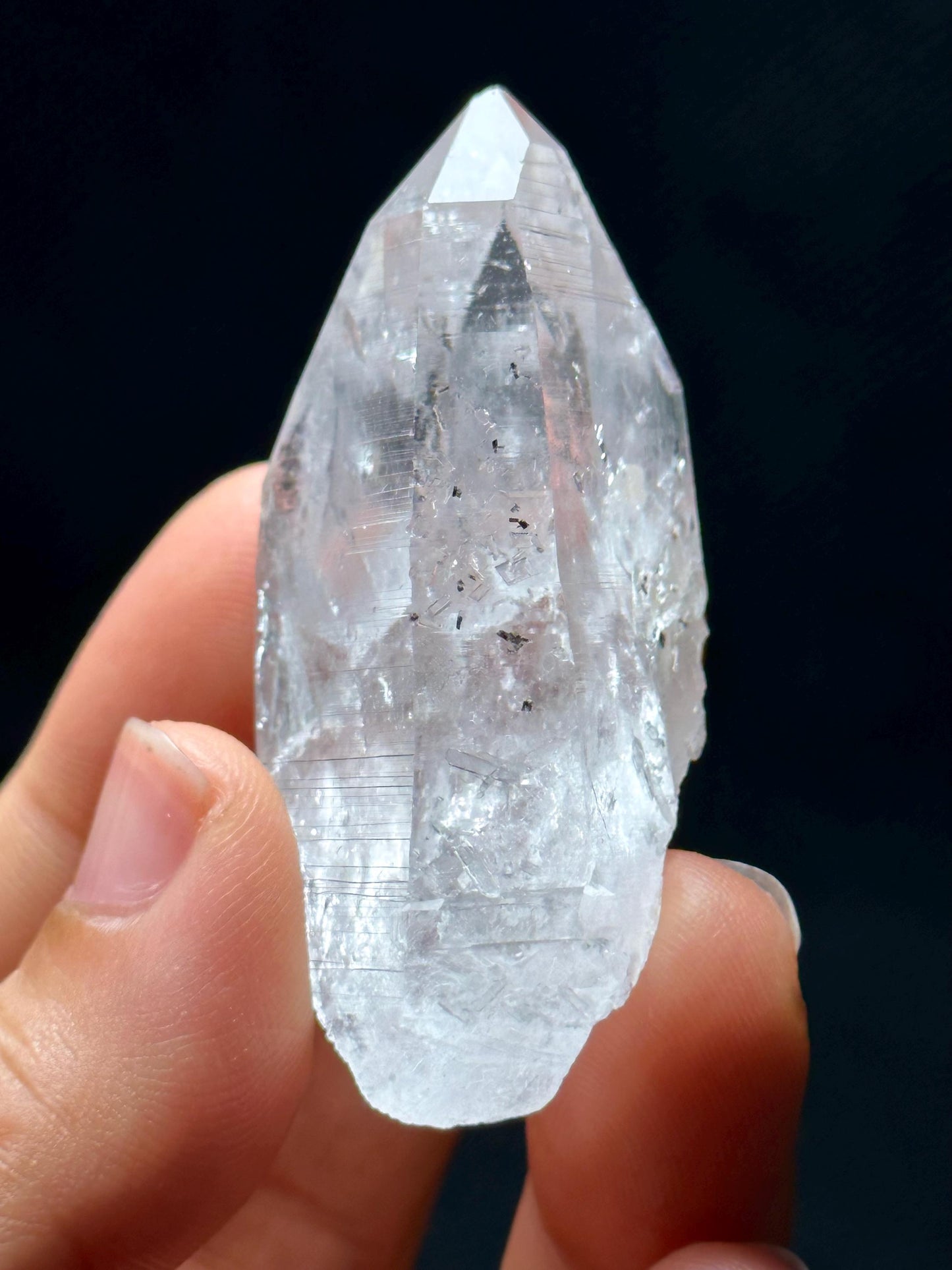 Shining Glass-skin Clear Lemurian Seeds Quartz Crystal,Colombian Akashic Striation Energy Crystal/Reiki/Healing Crystal/Meditation-27 g