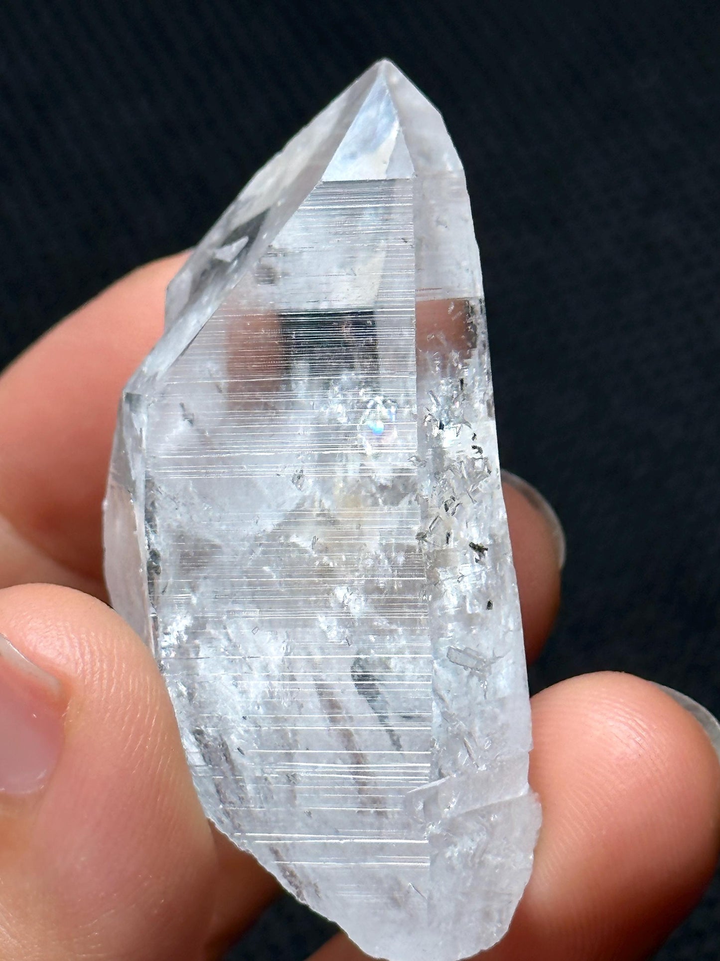 Shining Glass-skin Clear Lemurian Seeds Quartz Crystal,Colombian Akashic Striation Energy Crystal/Reiki/Healing Crystal/Meditation-27 g