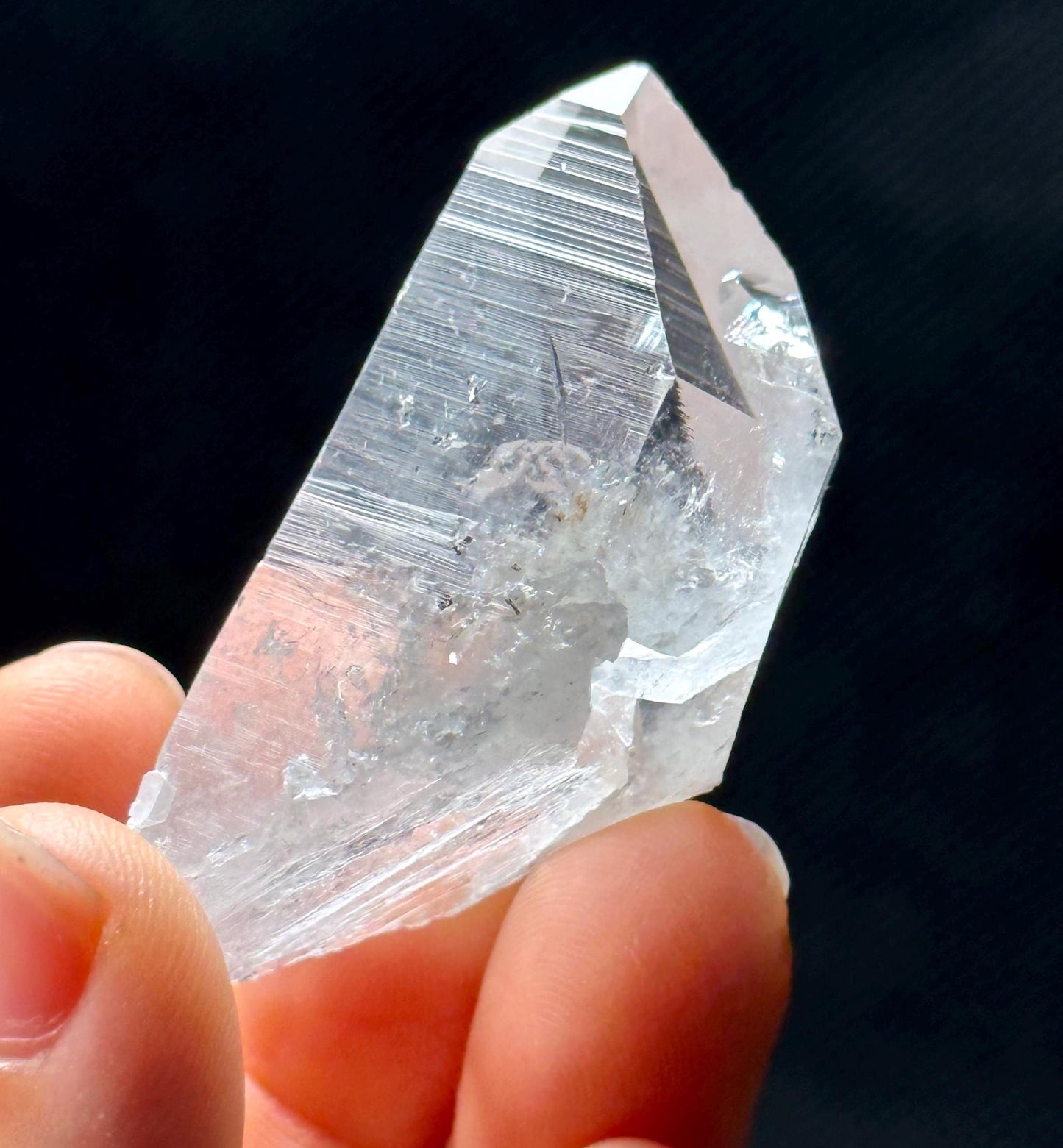 Shining Glass-skin Clear Lemurian Seeds Quartz Crystal,Colombian Akashic Striation Energy Crystal/Reiki/Healing Crystal/Meditation-27 g