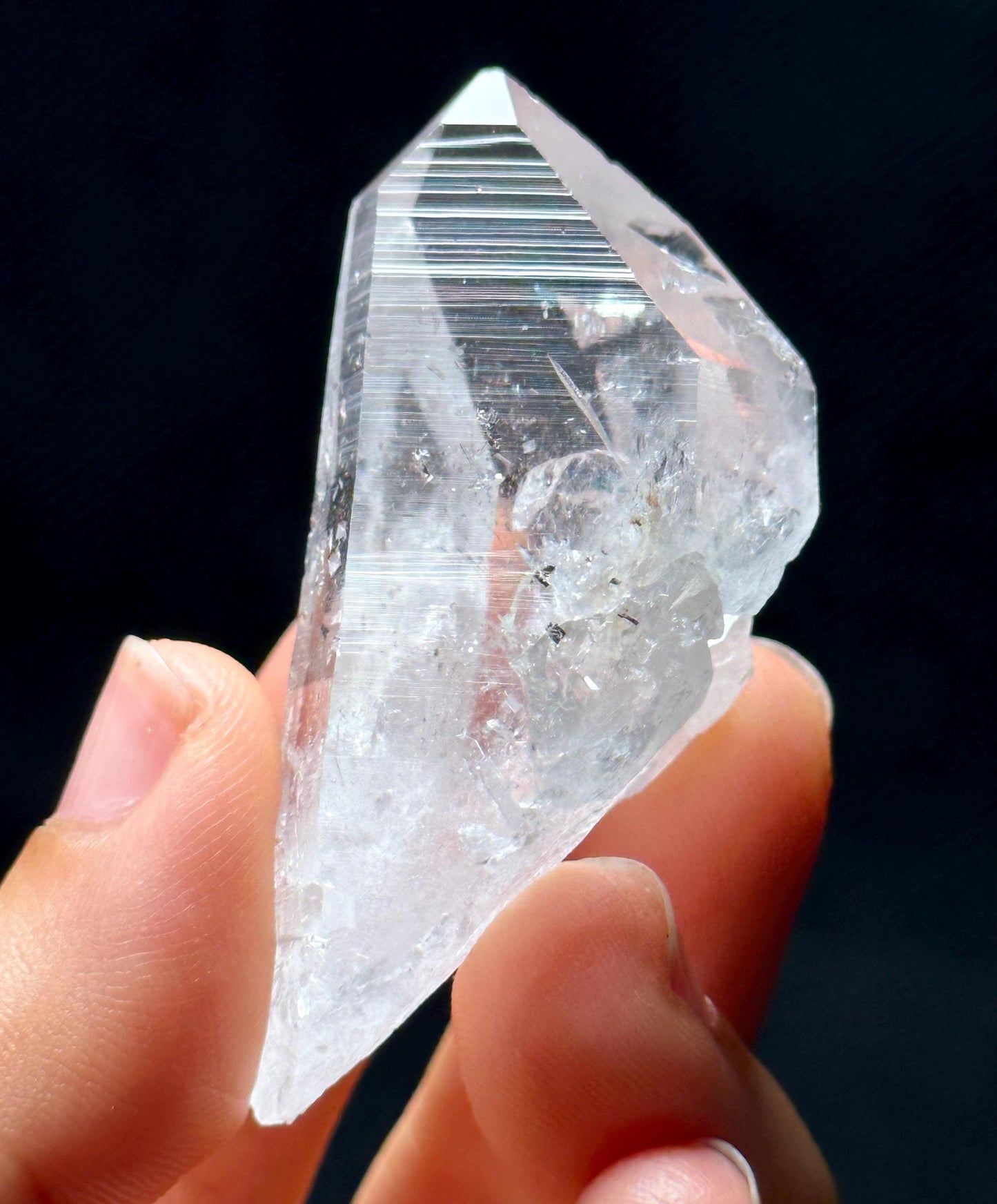 Shining Glass-skin Clear Lemurian Seeds Quartz Crystal,Colombian Akashic Striation Energy Crystal/Reiki/Healing Crystal/Meditation-27 g