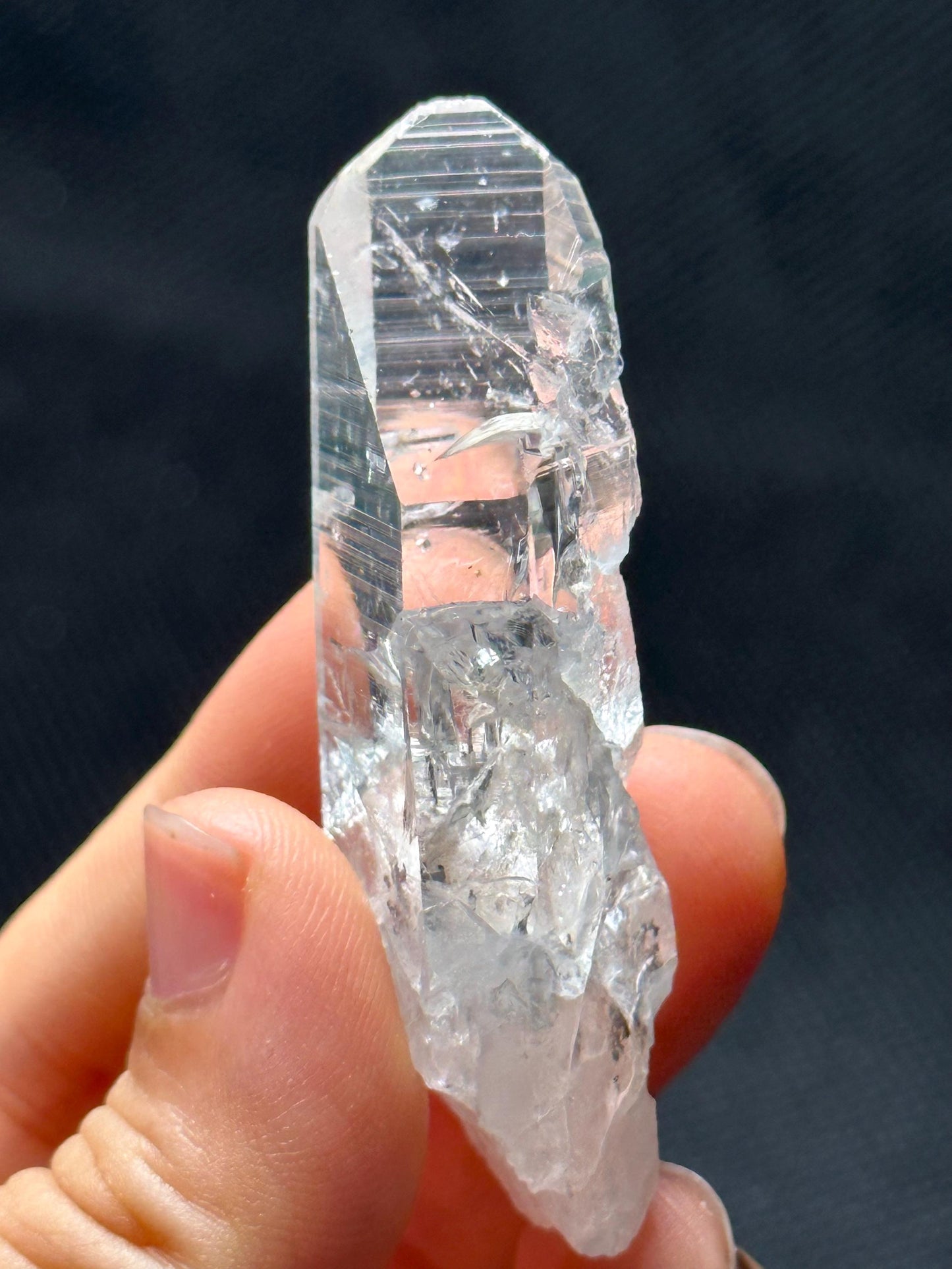 Shining Glass-skin Clear Lemurian Seeds Quartz Crystal,Colombian Akashic Striation Energy Crystal/Reiki/Healing Crystal/Meditation-25 g