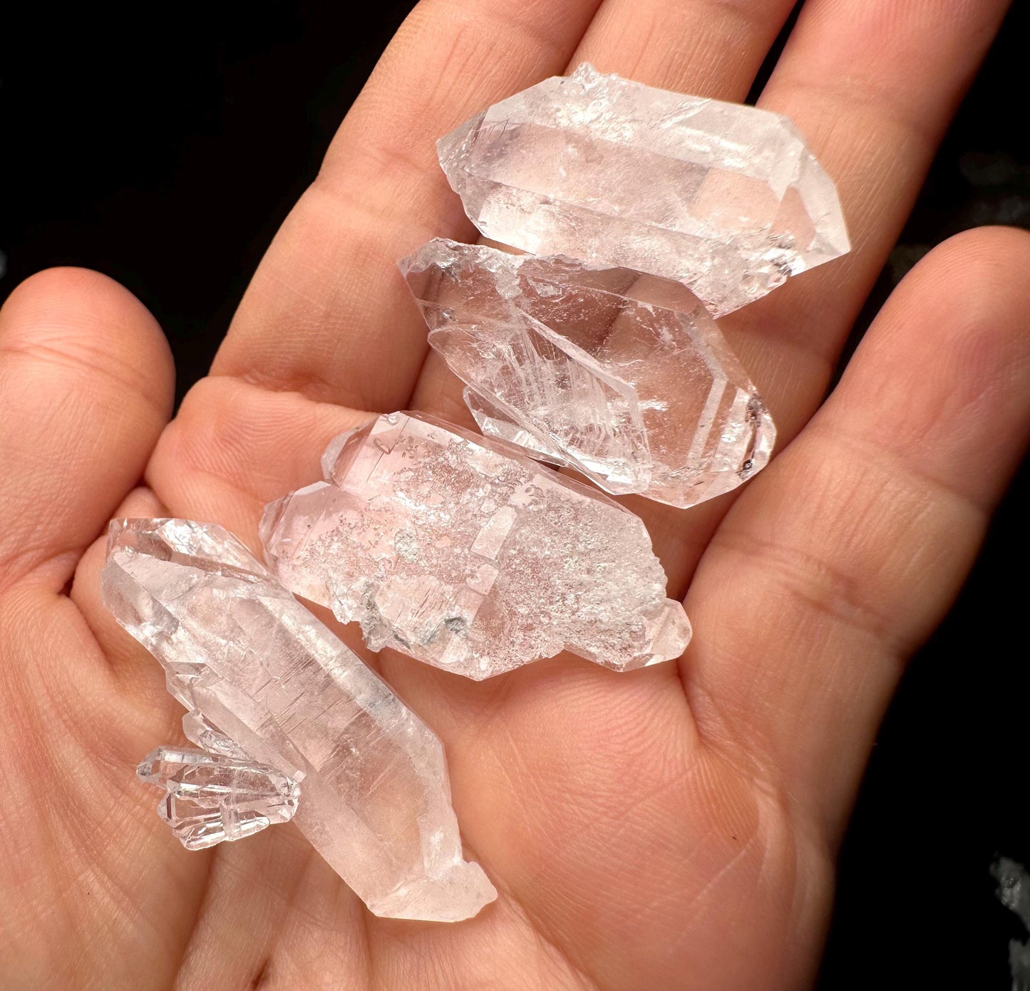 4 Pcs Clear Faden Quartz Crystal from Pakistan/Double Terminated Crystal Cluster/Crystal Healing/Meditation/Worry Stone-31 g