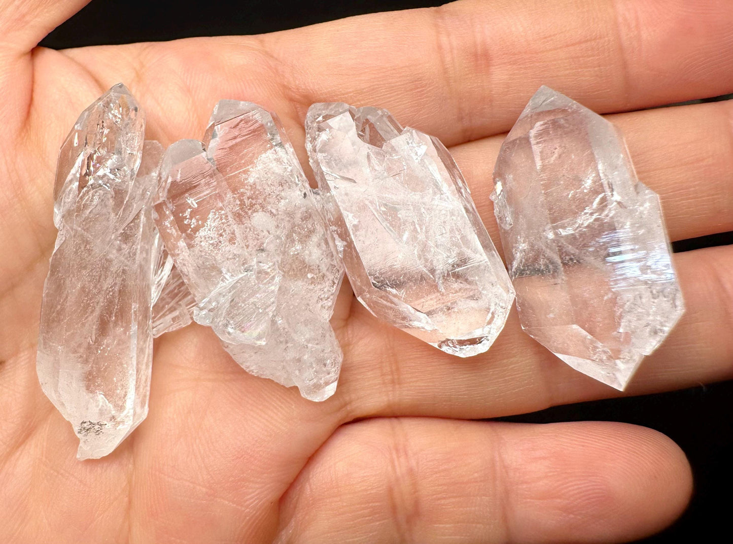 4 Pcs Clear Faden Quartz Crystal from Pakistan/Double Terminated Crystal Cluster/Crystal Healing/Meditation/Worry Stone-31 g