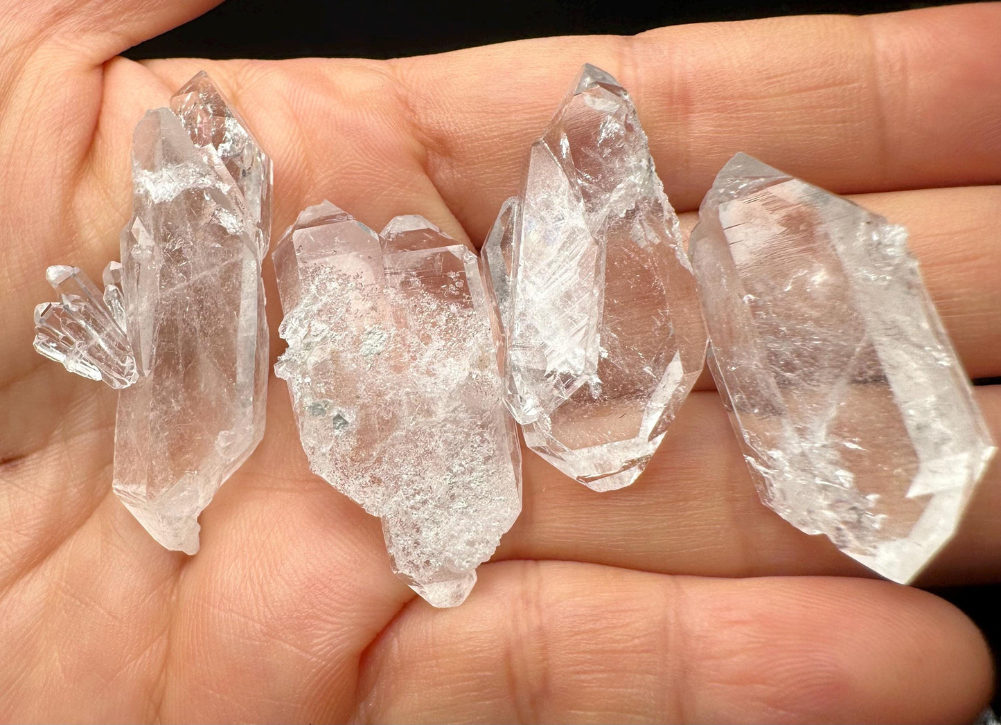 4 Pcs Clear Faden Quartz Crystal from Pakistan/Double Terminated Crystal Cluster/Crystal Healing/Meditation/Worry Stone-31 g