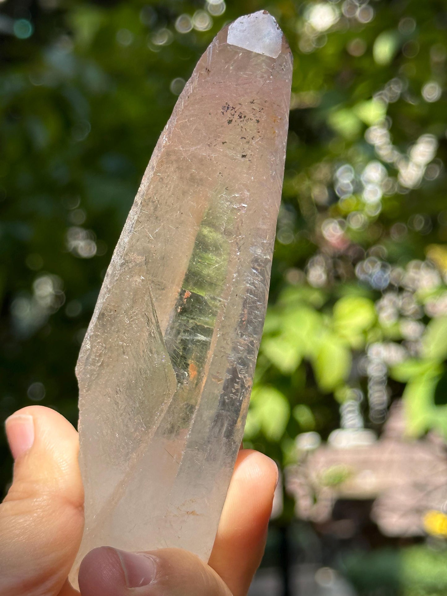 Silver+ Green Rutile Quartz Laser Crystal Point/Quartz Inclusion/Energy Crystal/Generator Crystal/Meditation/Healing -178 g