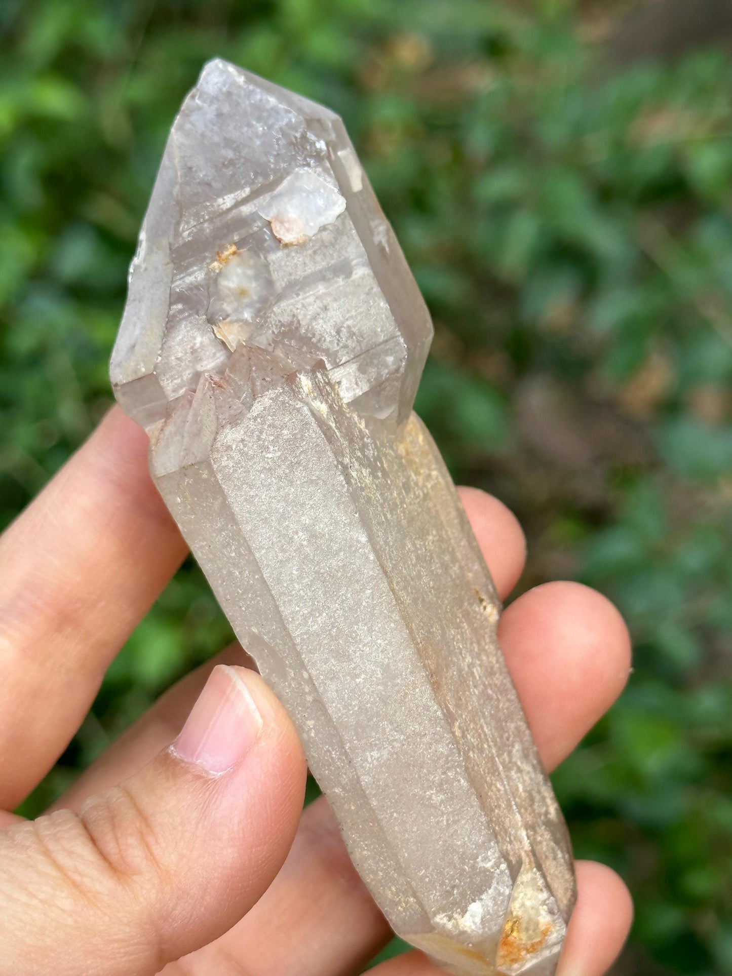 Rare Double Terminated Scepter Quartz Clear+Smoky Crystal/Energy Quartz/Meditation/Healing Crystal/Crystal Wand-122 g