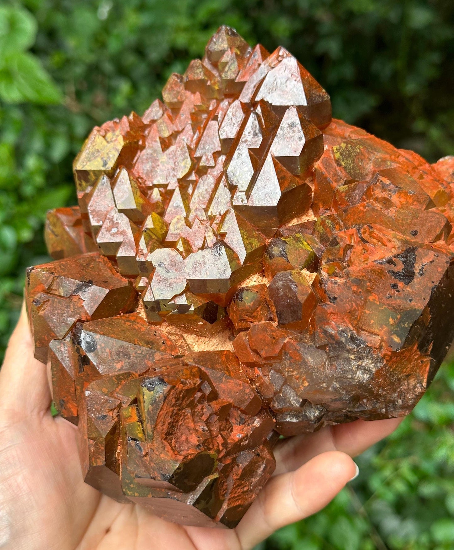 Rare Tangerine Red Hematite Castle Quartz Crystal Single Point/Reiki/Healing Crystal/Meditation/Quartz Specimen-2300 g