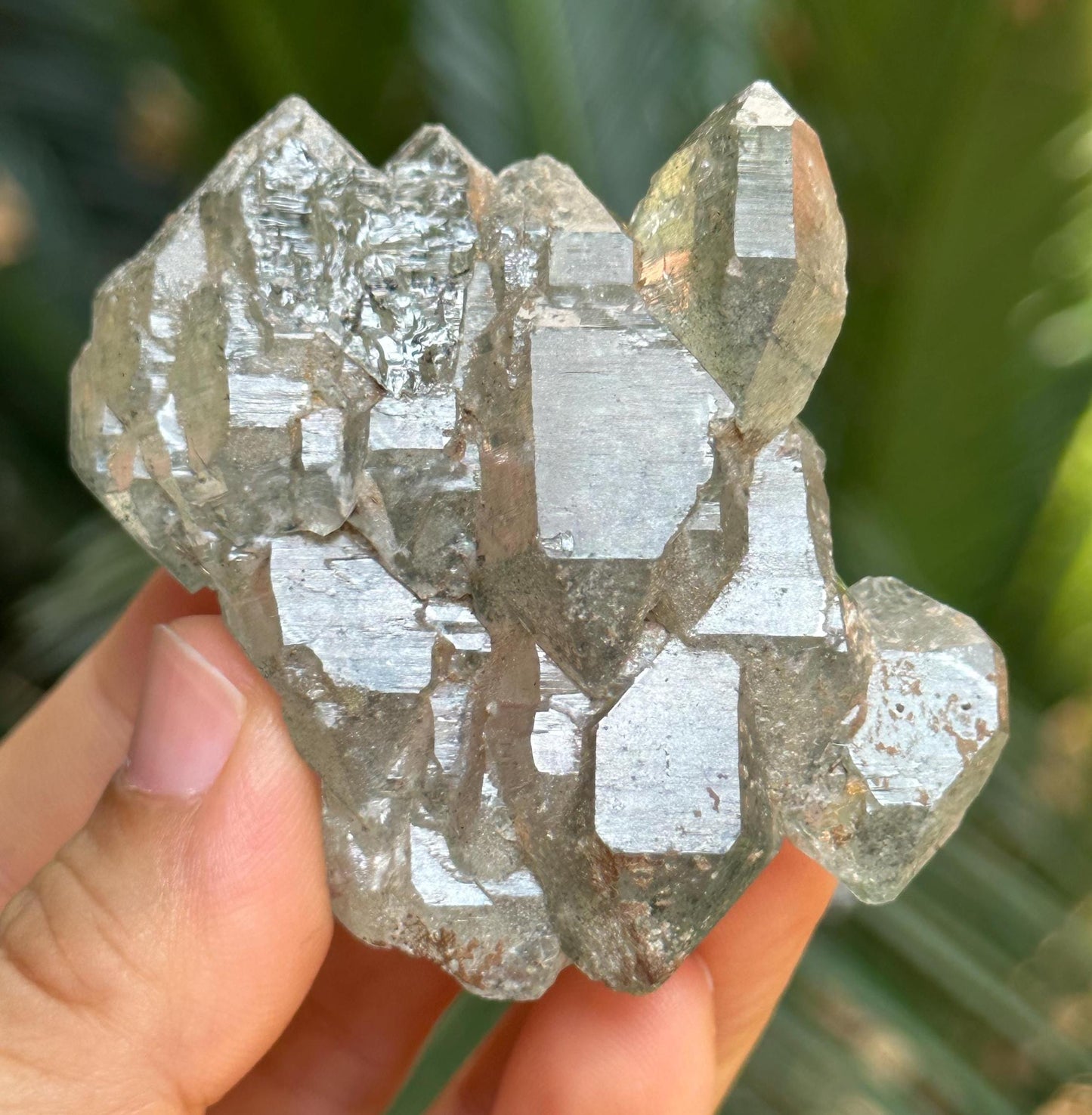 Elestial Green Phantom Chlorite Included in Quartz Crystal Cluster/Inclusion Quartz/Double Terminated Crystal/Scenic Crystal Collection-71 g