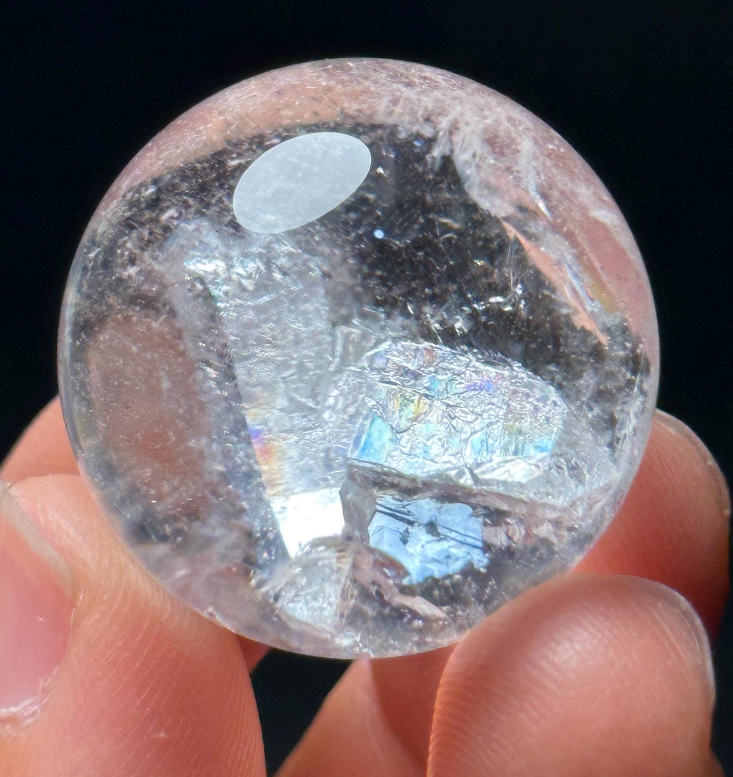 Rainbow Inner Child Crystal Quartz Sphere/Clear Penetrator Inner Crystal/Inclusion Quartz Crystal/Crystal Collection/Meditation/Chakra-26 mm