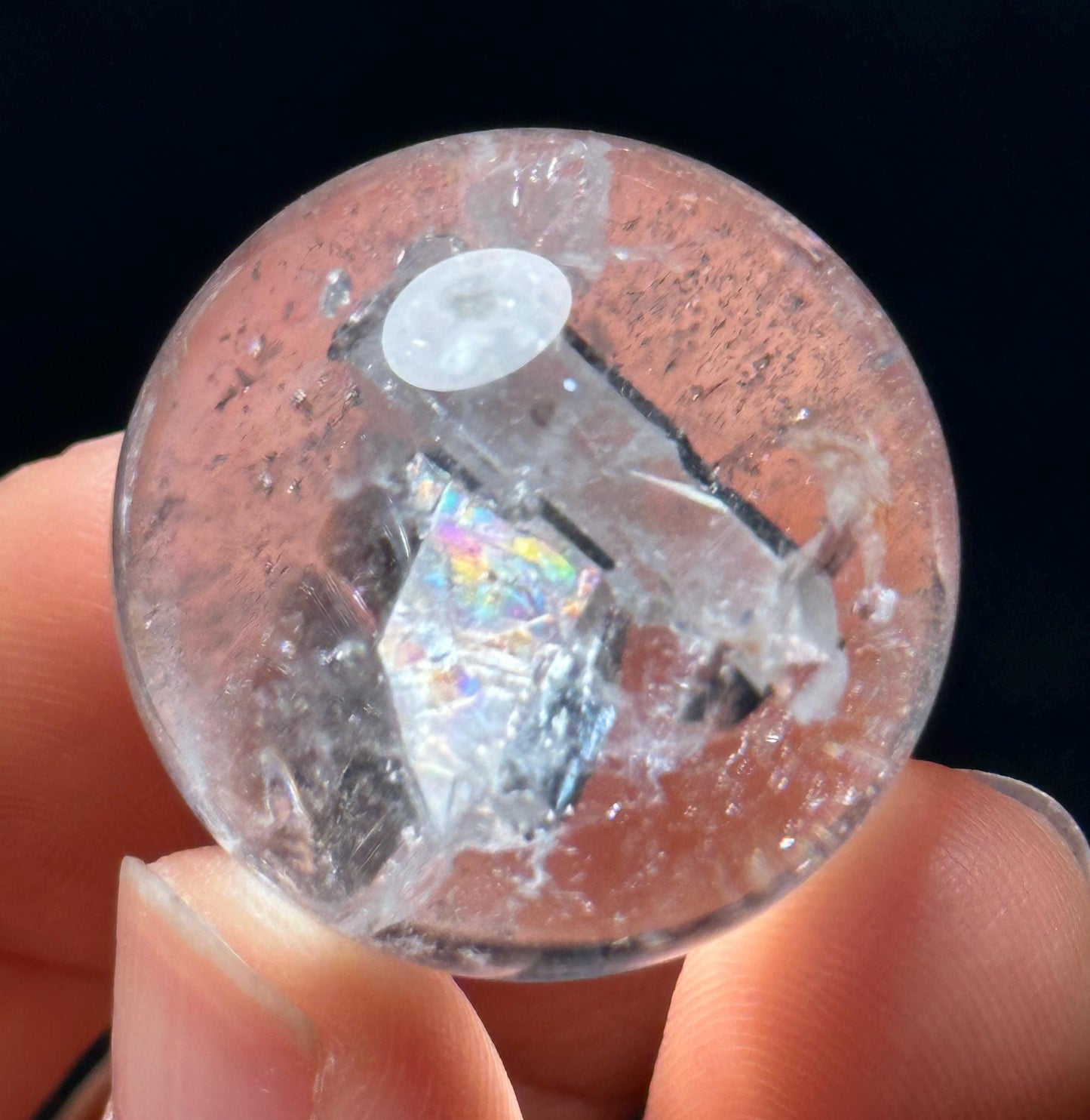 Rainbow Inner Child Crystal Quartz Sphere/Clear Penetrator Inner Crystal/Inclusion Quartz Crystal/Crystal Collection/Meditation/Chakra-26 mm