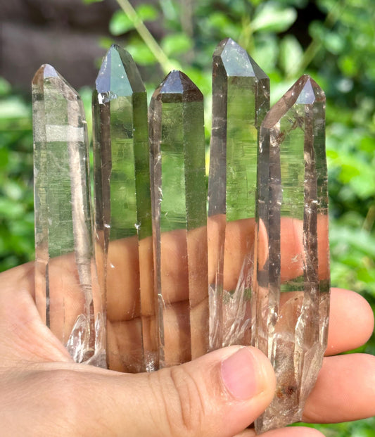 You Pick!Clear Laser Smoky Quartz Crystal Point for Mediation,Zen,Reiki,Aura Crystal,Generator Crystal,Worry Stone,Palm Rock