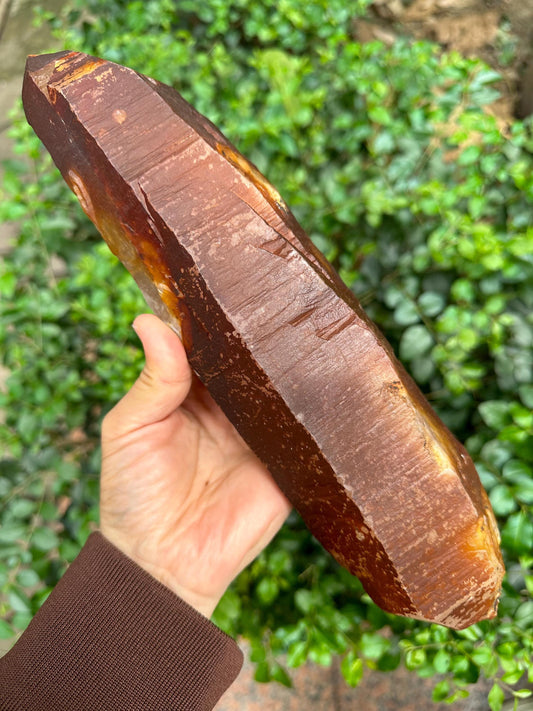 Rare Natural Double Terminated Red Surface Quartz Crystal Point/Golden Hematite Quartz/Tangerine Crystal/Special Gift/Mediation-1736 g