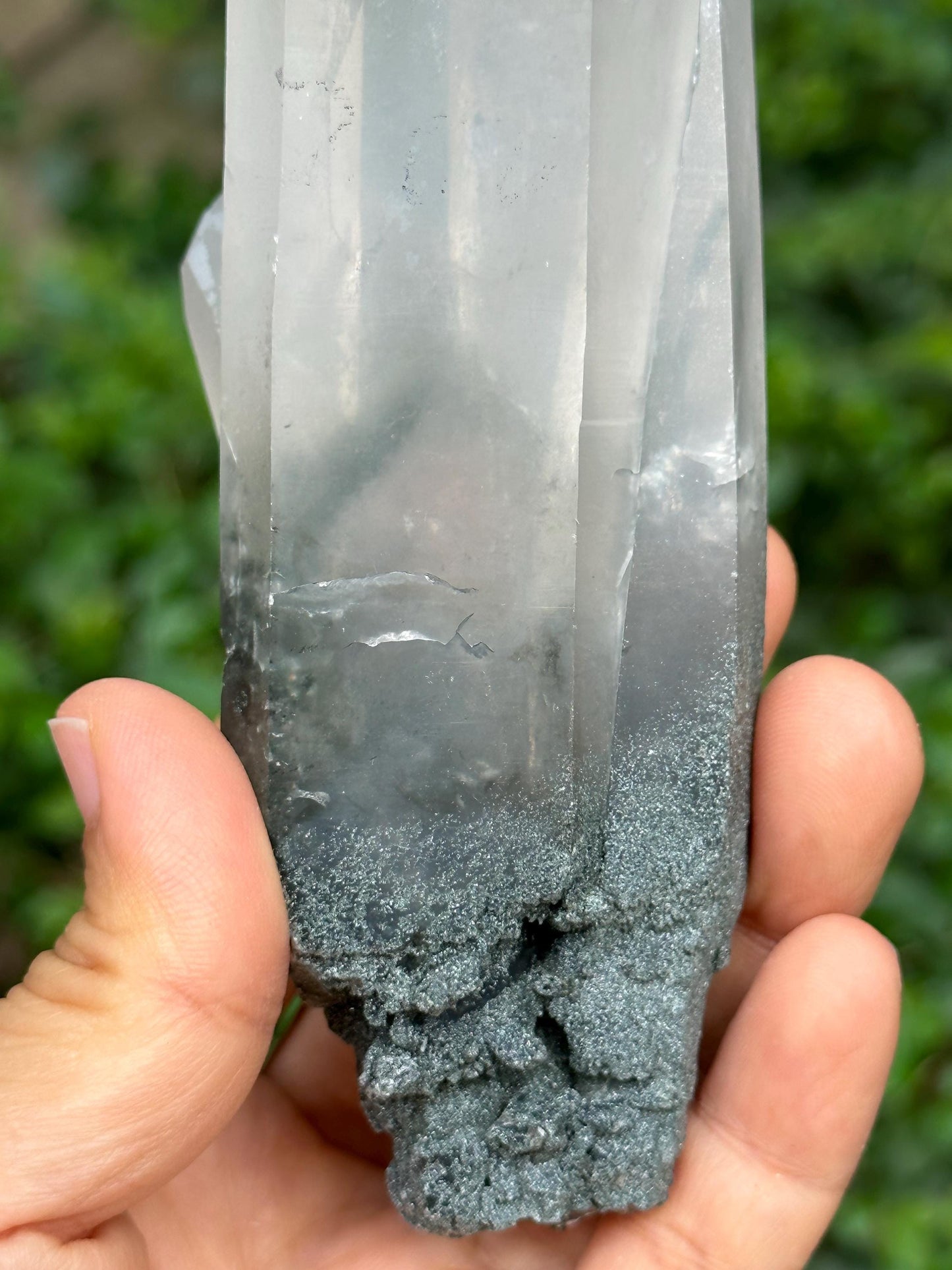 Tibet Twins Green Phantom Quartz Crystal with Green Pyramid Included/Chlorite Quartz/Healing Crystal/Energy Quartz/Meditation-308 g