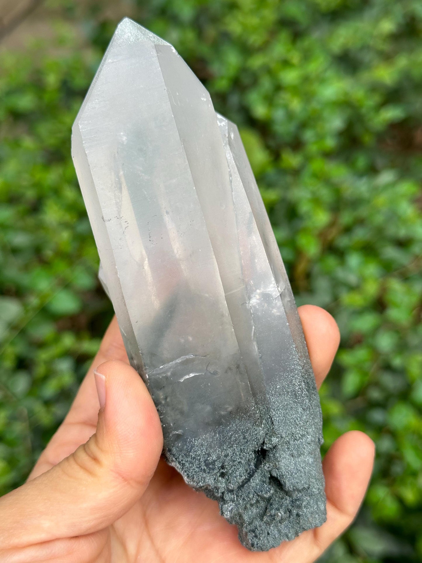 Tibet Twins Green Phantom Quartz Crystal with Green Pyramid Included/Chlorite Quartz/Healing Crystal/Energy Quartz/Meditation-308 g