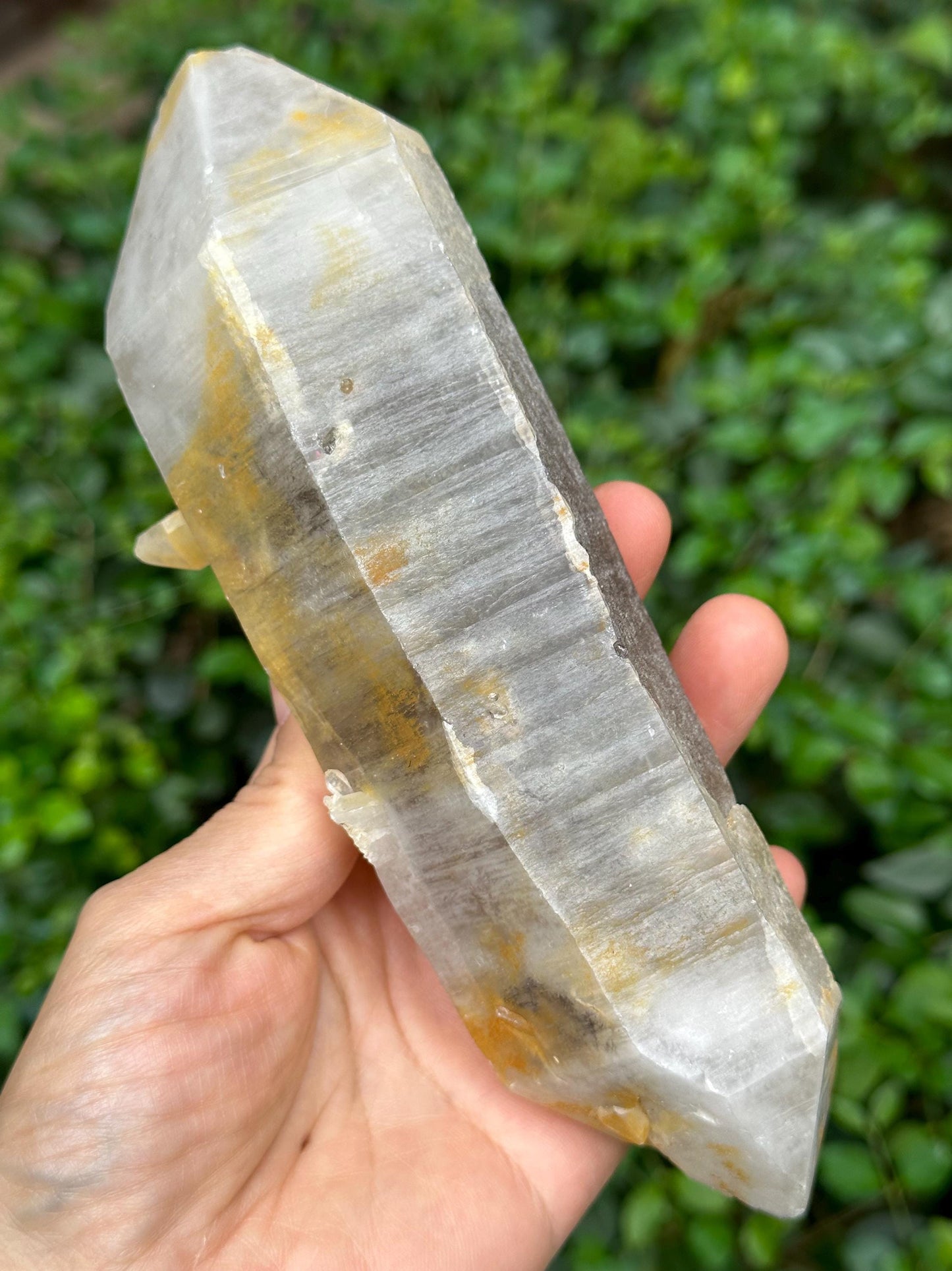 Golden Himalayan Double Terminated Quartz Aura Crystal/Tibet Energy Crystal/Display/Meditation/Collection/Specimen-595 g