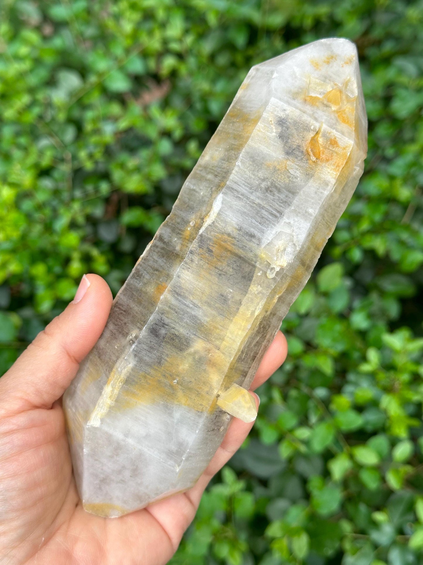 Golden Himalayan Double Terminated Quartz Aura Crystal/Tibet Energy Crystal/Display/Meditation/Collection/Specimen-595 g