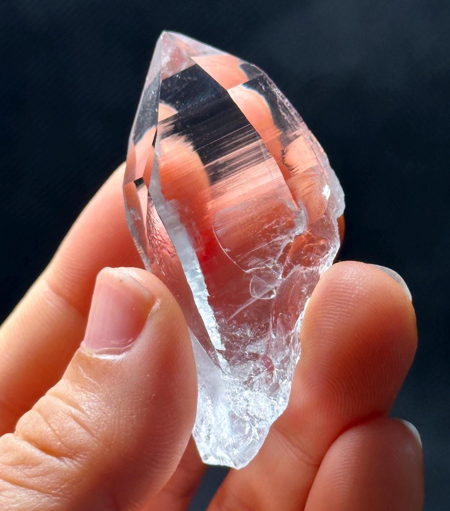 Rare Shining Glass-skin Clear Lemurian Seeds Quartz Crystal,Colombian Akashic Striation Energy Crystal/Reiki/Healing Crystal/Meditation-28 g