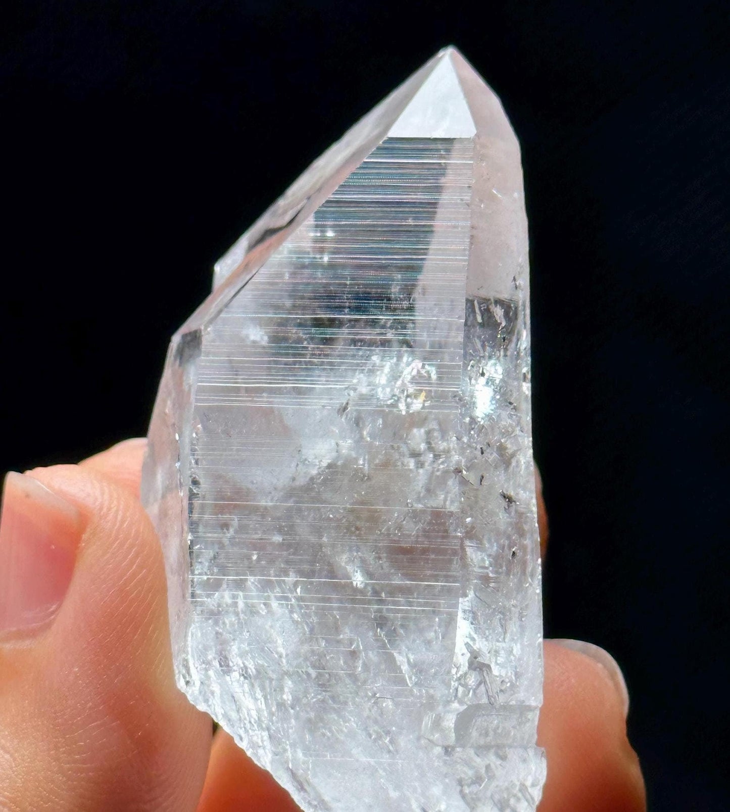 Shining Glass-skin Clear Lemurian Seeds Quartz Crystal,Colombian Akashic Striation Energy Crystal/Reiki/Healing Crystal/Meditation-27 g