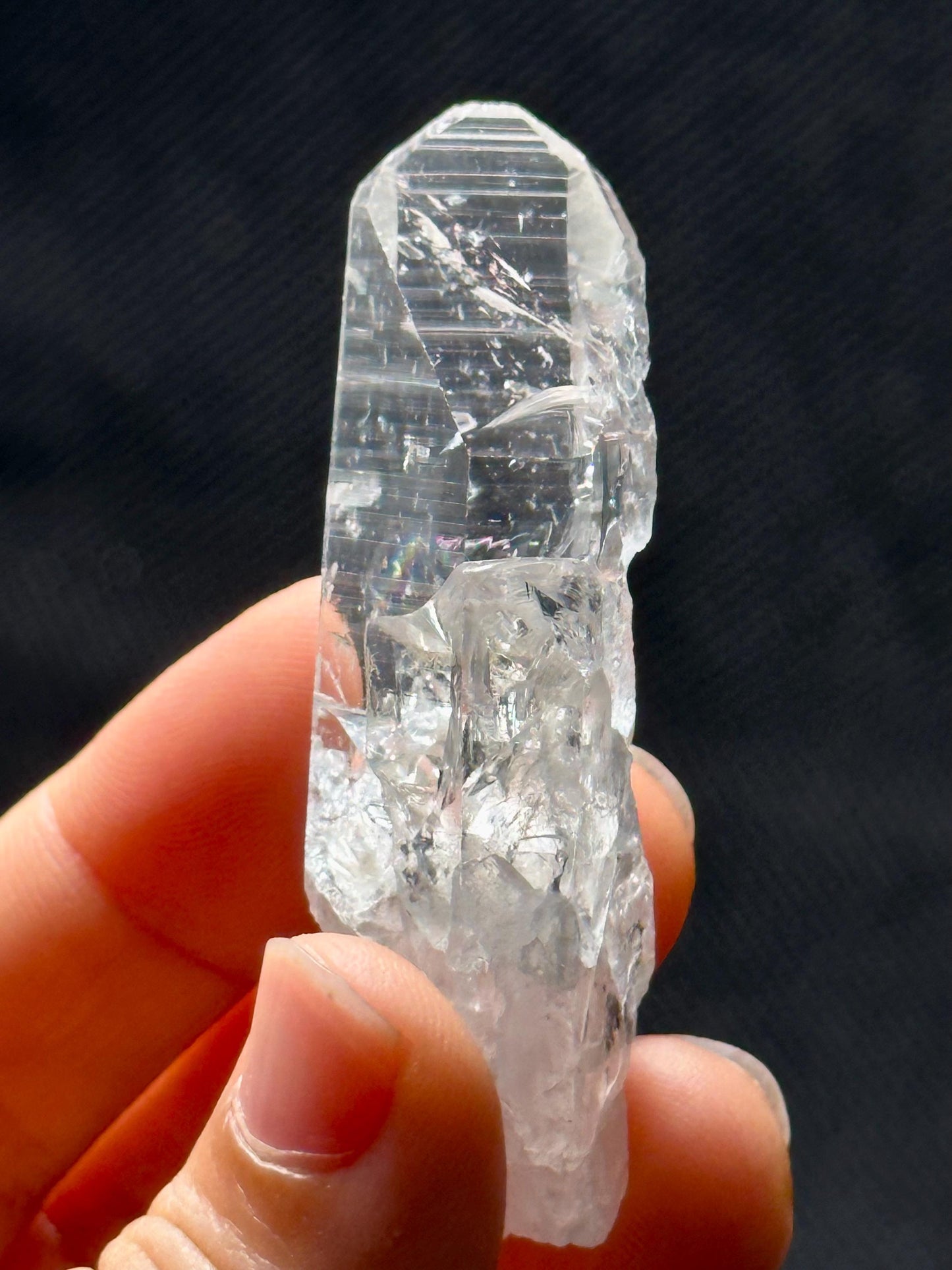 Shining Glass-skin Clear Lemurian Seeds Quartz Crystal,Colombian Akashic Striation Energy Crystal/Reiki/Healing Crystal/Meditation-25 g