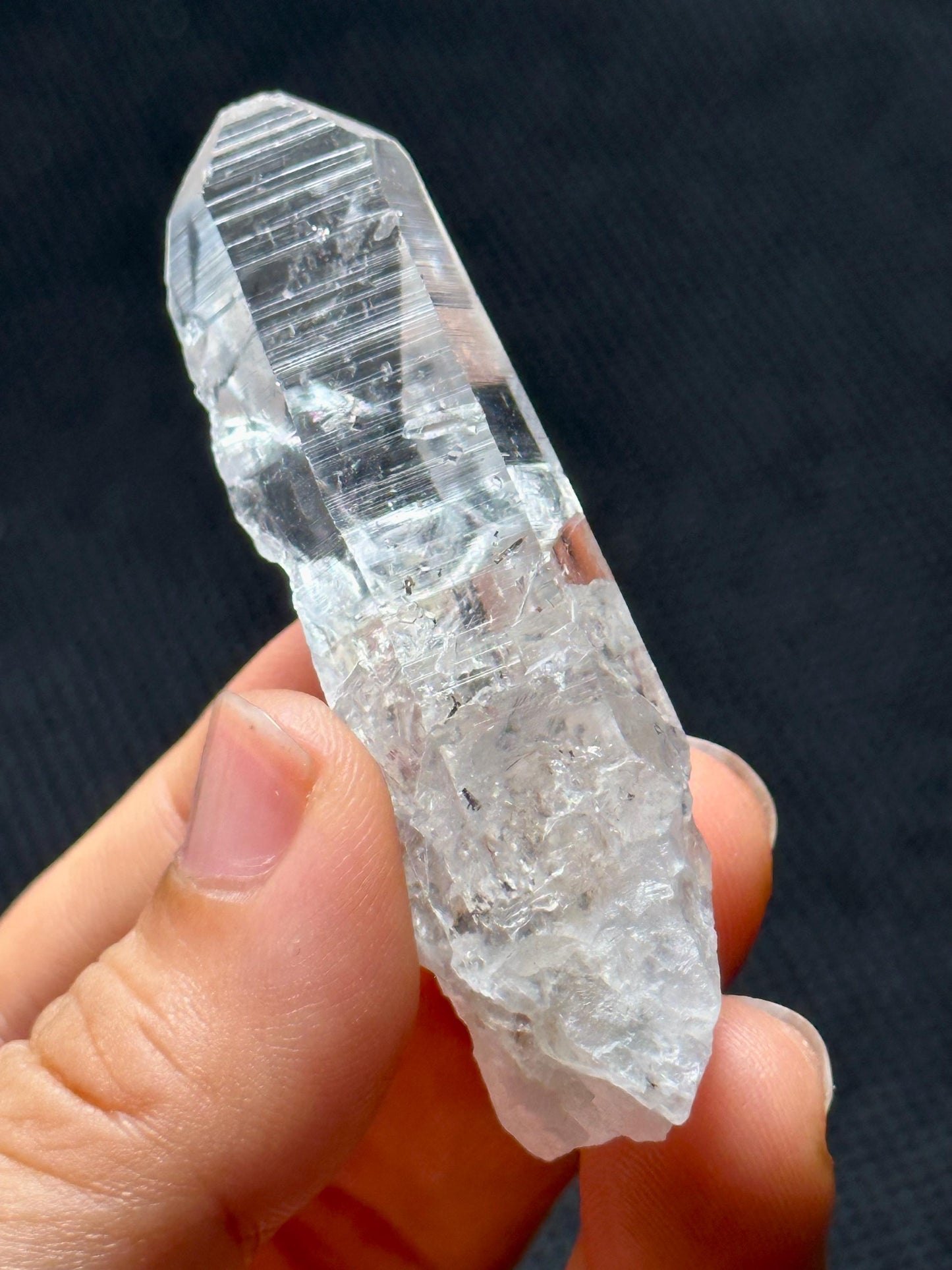 Shining Glass-skin Clear Lemurian Seeds Quartz Crystal,Colombian Akashic Striation Energy Crystal/Reiki/Healing Crystal/Meditation-25 g