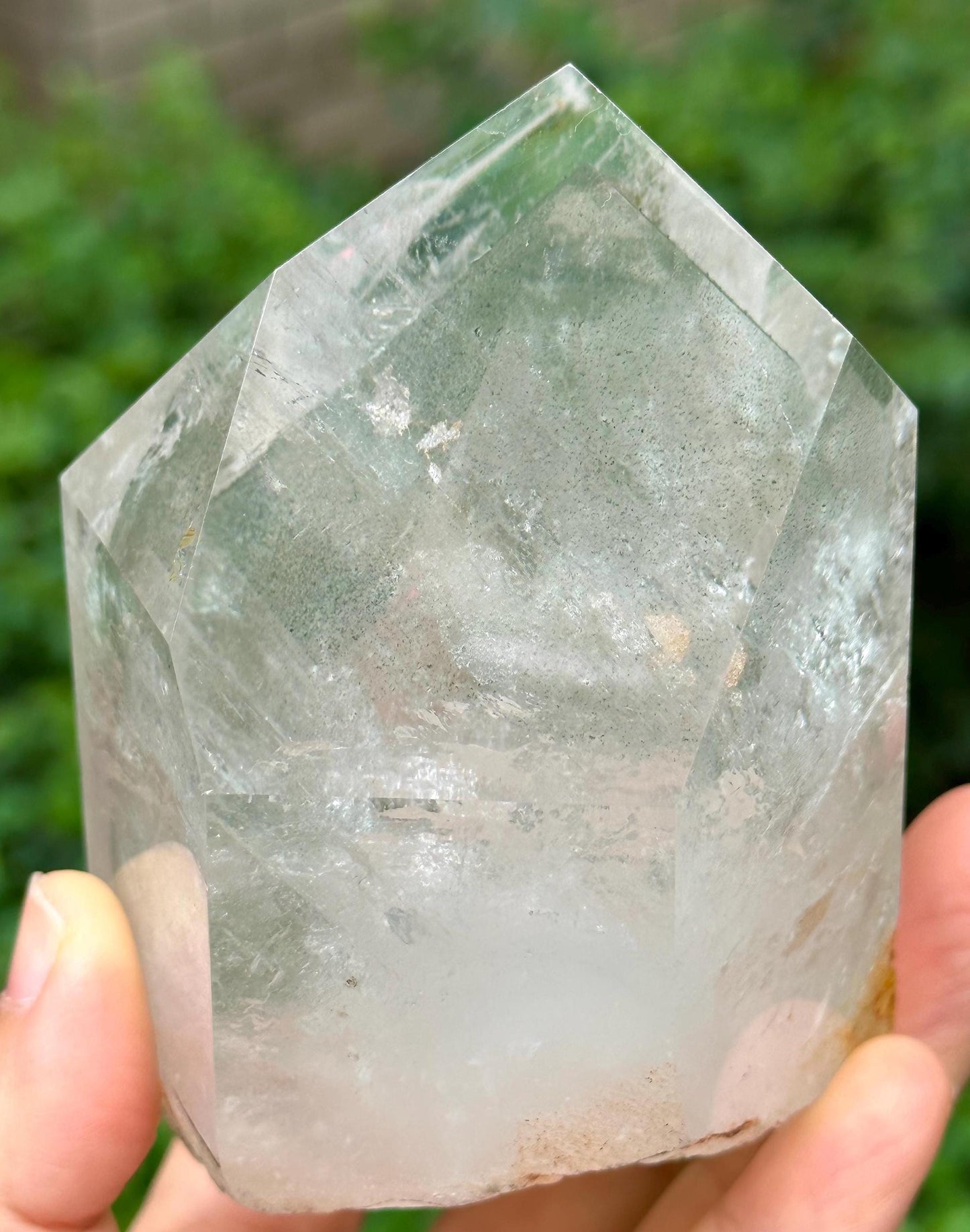 Rare Clear Green Phantom Pyramid Included in Quartz Crystal Point-Polished/Chlorite Inclusion Quartz/Garden Scenic Crystal Collection-611 g