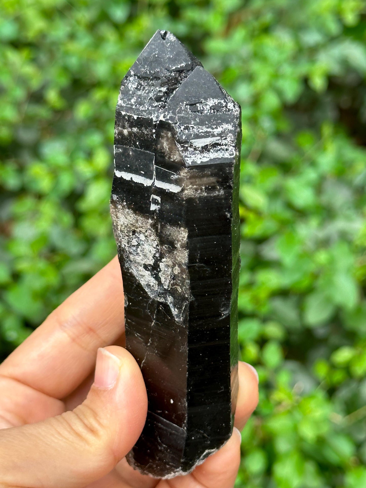 Soulmate Twins Black Morion Quartz  Crystal Point for Mediation,Zen,Reiki,Aura Crystal Wand,Generator Crystal-120*39*22 mm 167 g