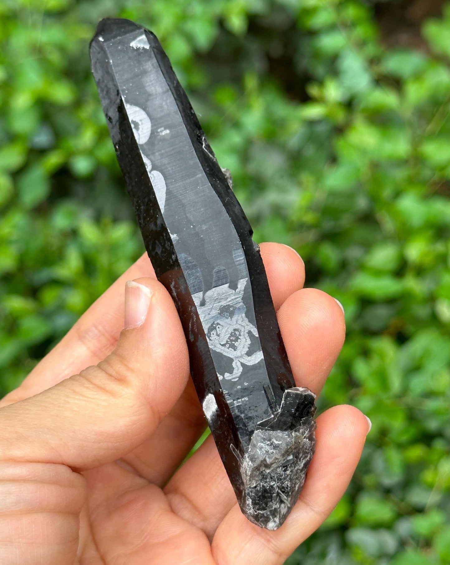 Double Terminated Black Morion Quartz  Crystal Point for Mediation,Zen,Reiki,Aura Crystal Wand,Generator Crystal-113*21*17 mm 62 g