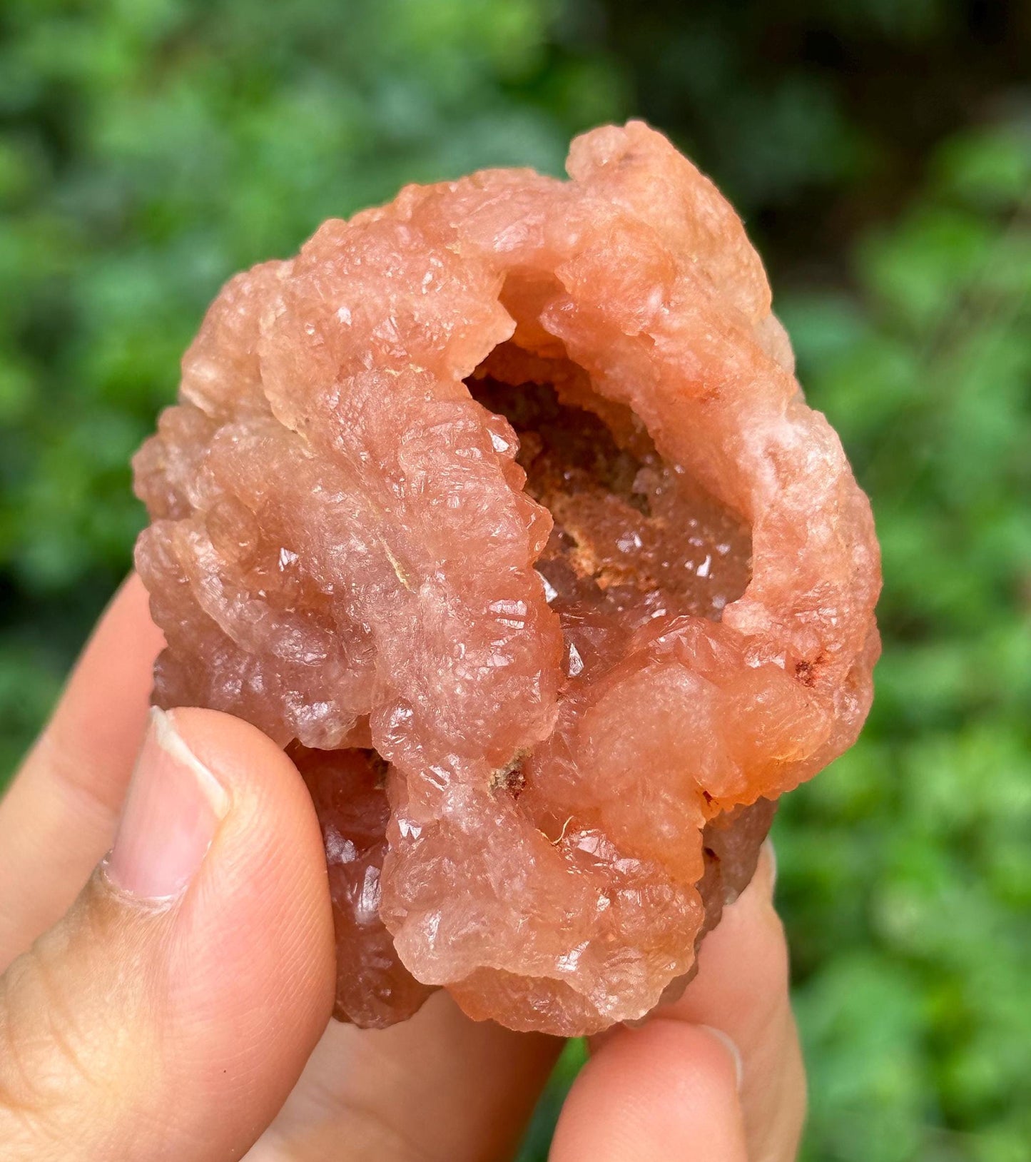 Rare Pink Quartz Crystal Geode/Tangerine Hematite Crystal Cluster/Energy Quartz/Meditation/Pink Stone-80 g