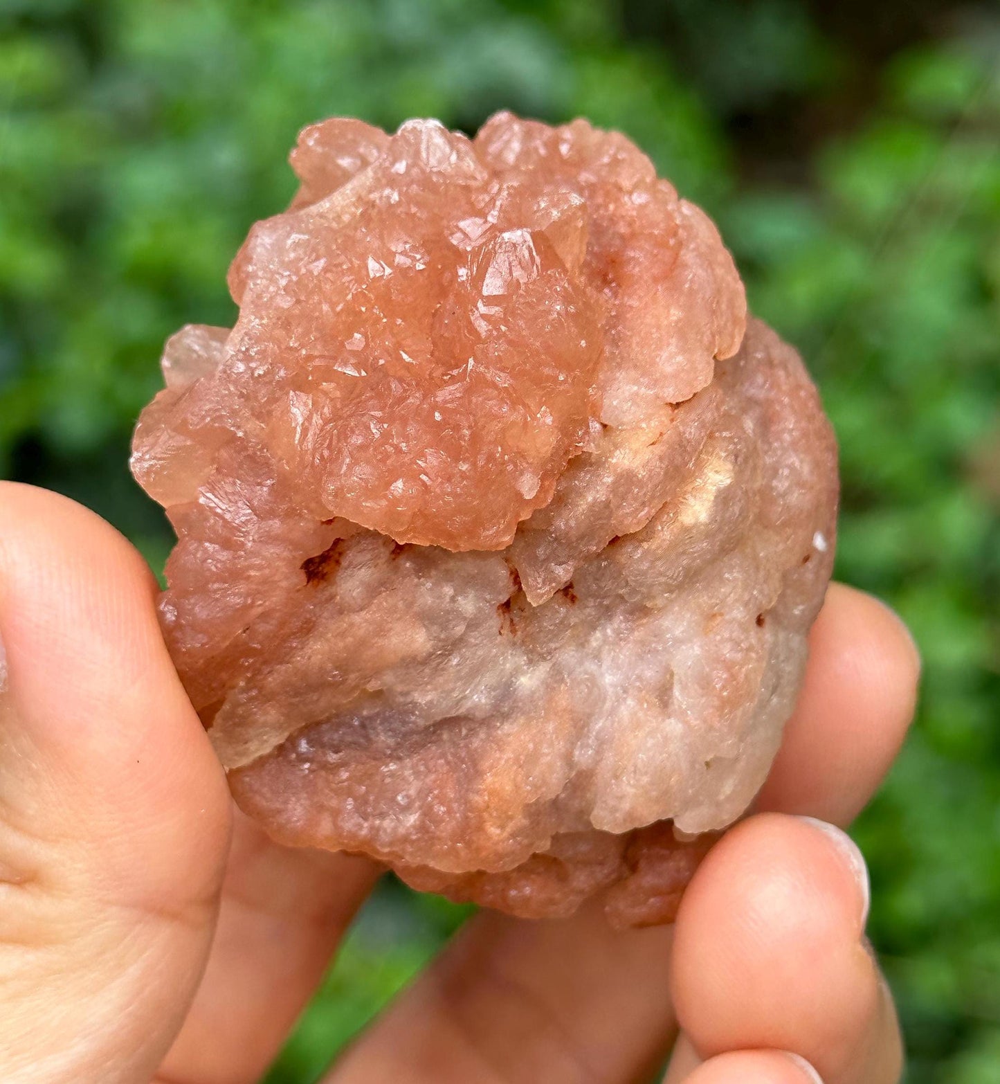 Rare Pink Quartz Crystal Geode/Tangerine Hematite Crystal Cluster/Energy Quartz/Meditation/Pink Stone-80 g