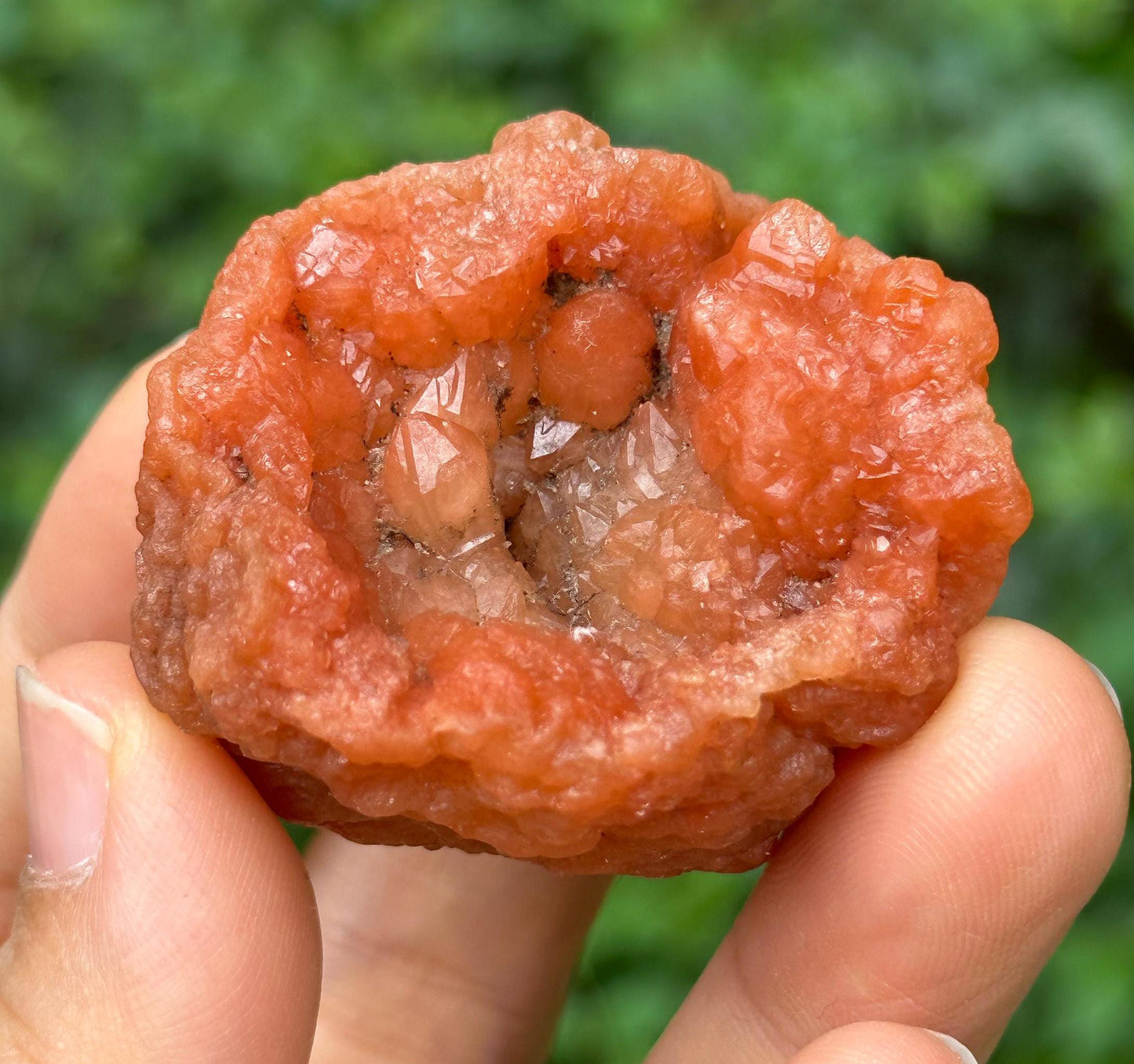 Rare Pink Quartz Crystal Geode/Tangerine Hematite Crystal Cluster/Energy Quartz/Meditation/Pink Stone-61 g