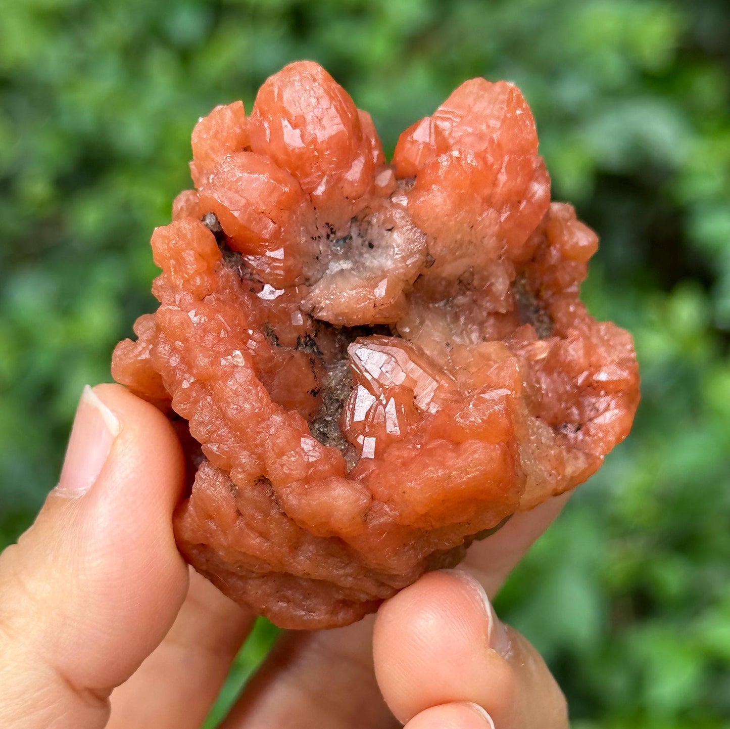 Rare Pink Quartz Crystal Geode/Tangerine Hematite Crystal Cluster/Energy Quartz/Meditation/Pink Stone-82 g