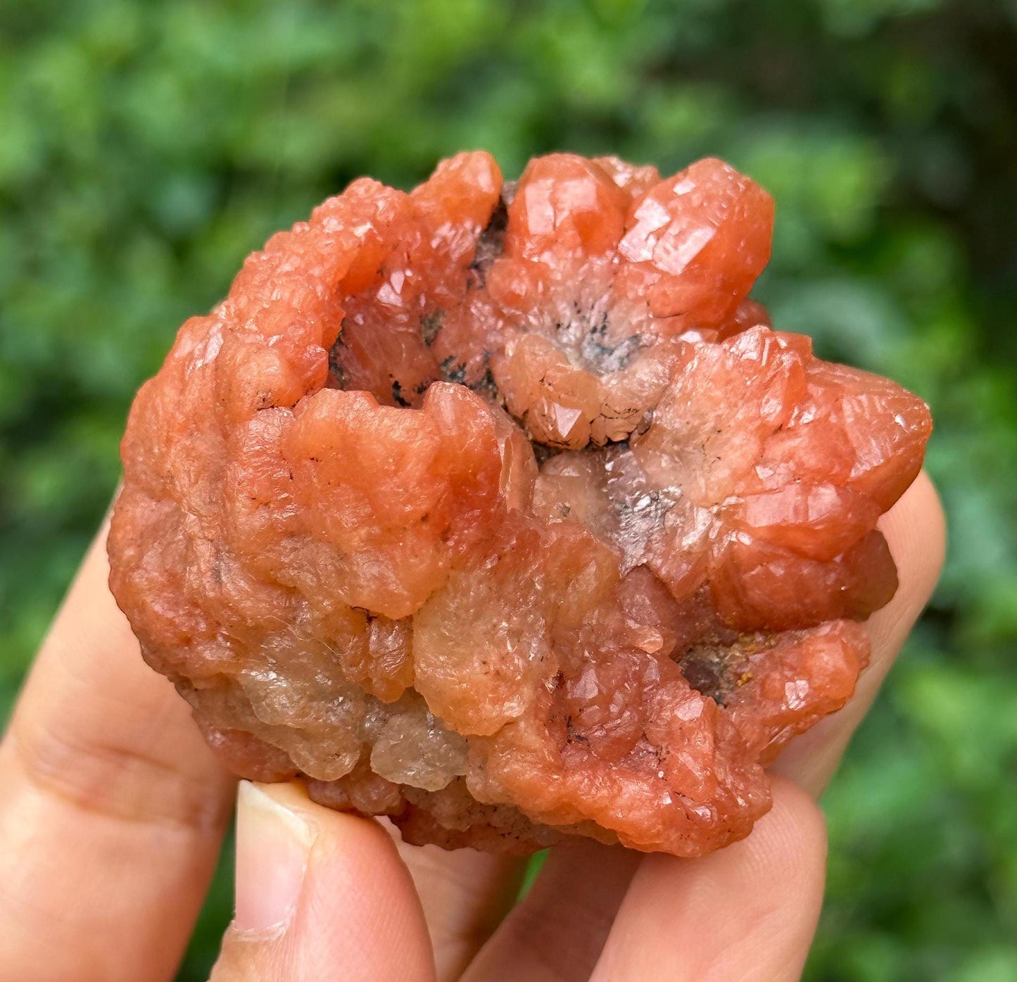 Rare Pink Quartz Crystal Geode/Tangerine Hematite Crystal Cluster/Energy Quartz/Meditation/Pink Stone-82 g