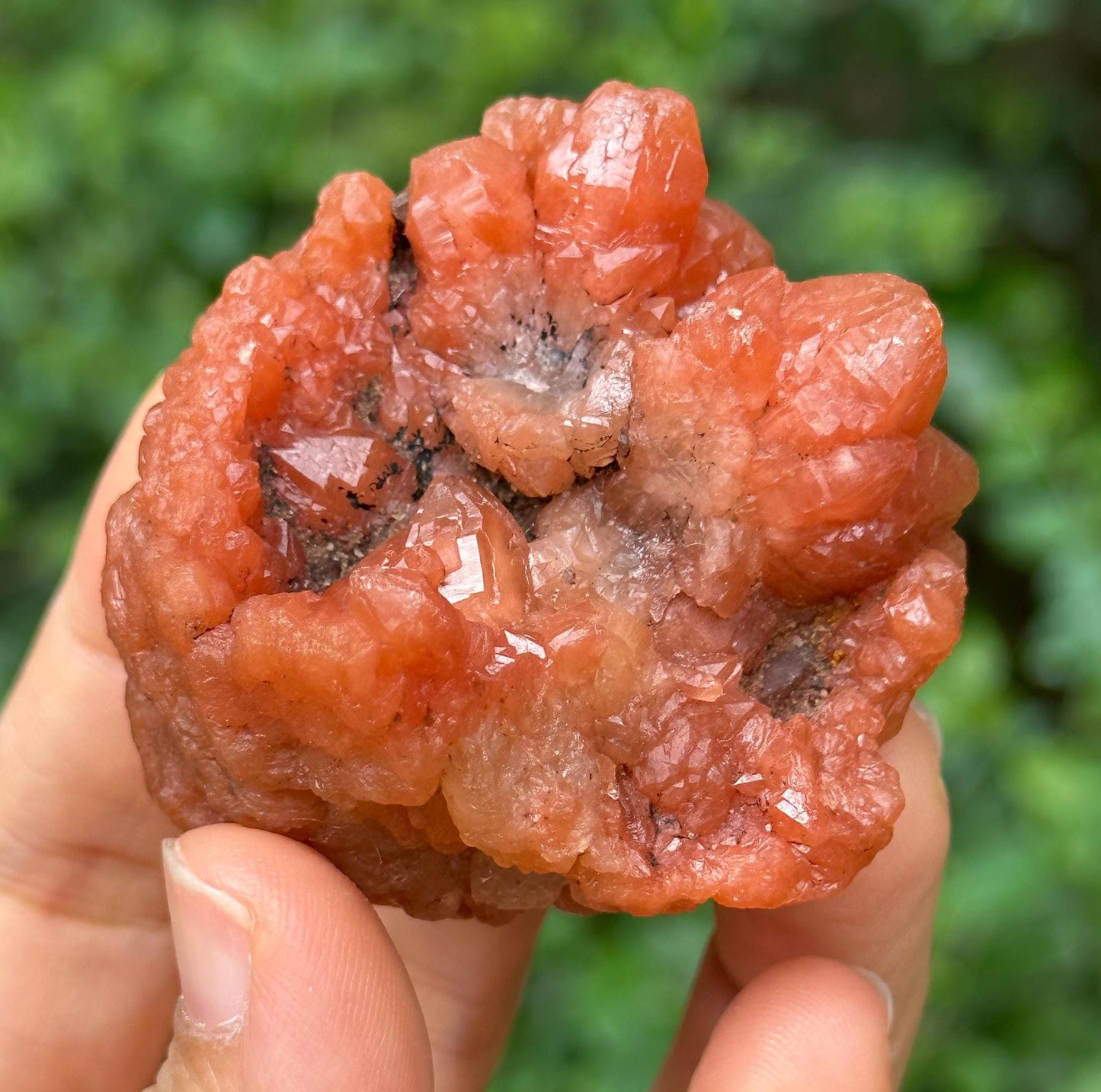 Rare Pink Quartz Crystal Geode/Tangerine Hematite Crystal Cluster/Energy Quartz/Meditation/Pink Stone-82 g