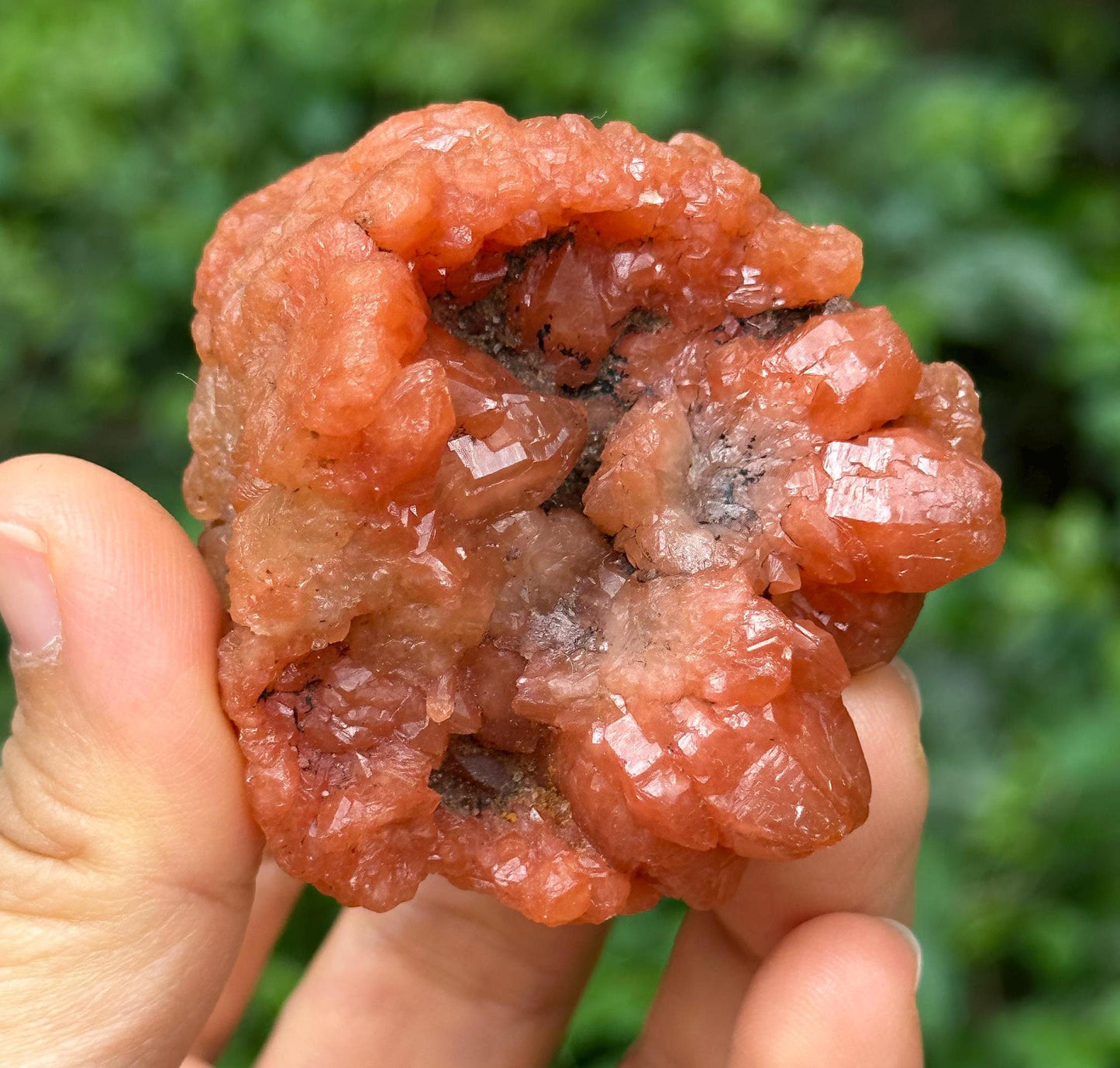 Rare Pink Quartz Crystal Geode/Tangerine Hematite Crystal Cluster/Energy Quartz/Meditation/Pink Stone-82 g