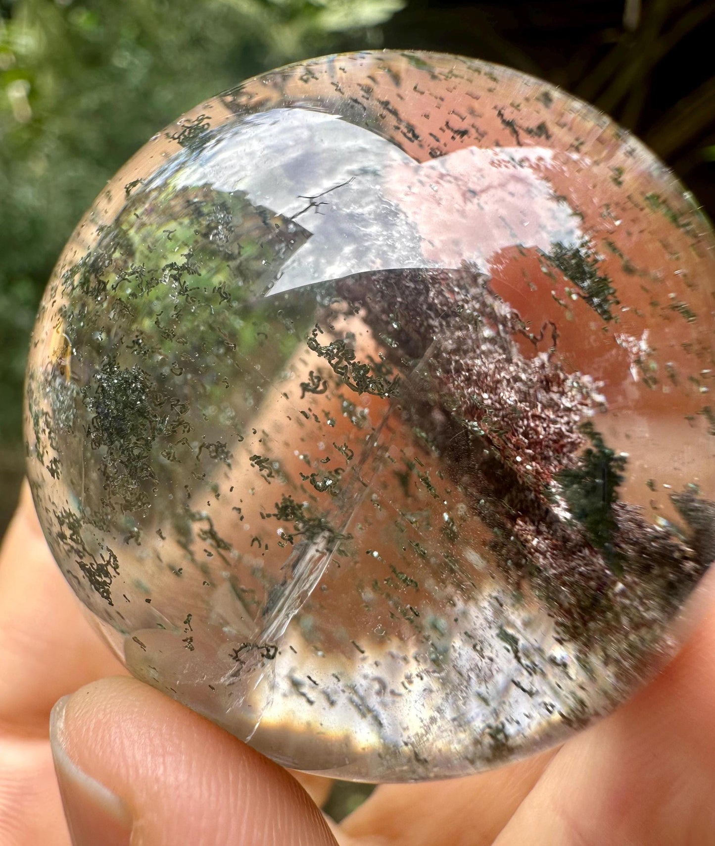 Rare Clear Purple&Green Phantom Quartz Crystal Sphere/Inclusion Quartz Ball/Chlorite Scenic Crystal/Garden Quartz Sphere/Mud Included-45 mm