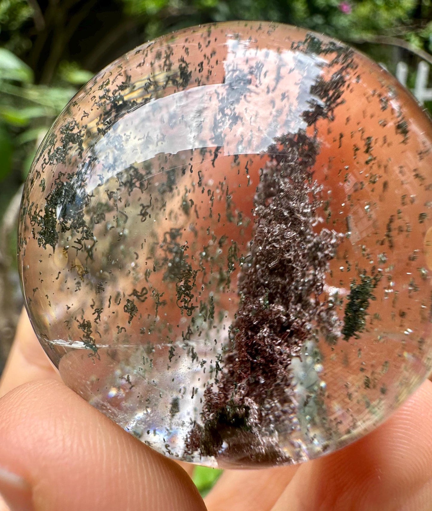 Rare Clear Purple&Green Phantom Quartz Crystal Sphere/Inclusion Quartz Ball/Chlorite Scenic Crystal/Garden Quartz Sphere/Mud Included-45 mm