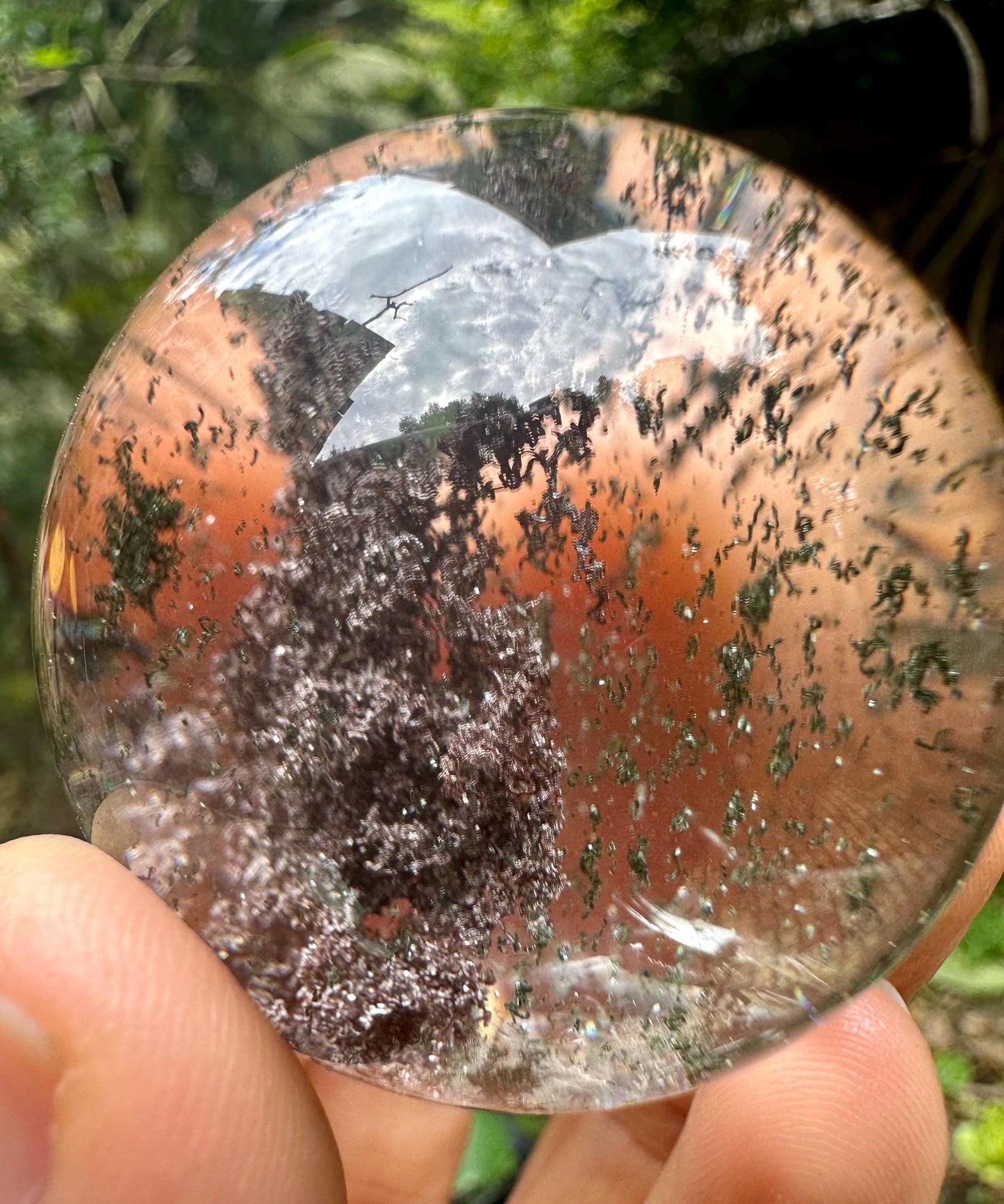 Rare Clear Purple&Green Phantom Quartz Crystal Sphere/Inclusion Quartz Ball/Chlorite Scenic Crystal/Garden Quartz Sphere/Mud Included-45 mm